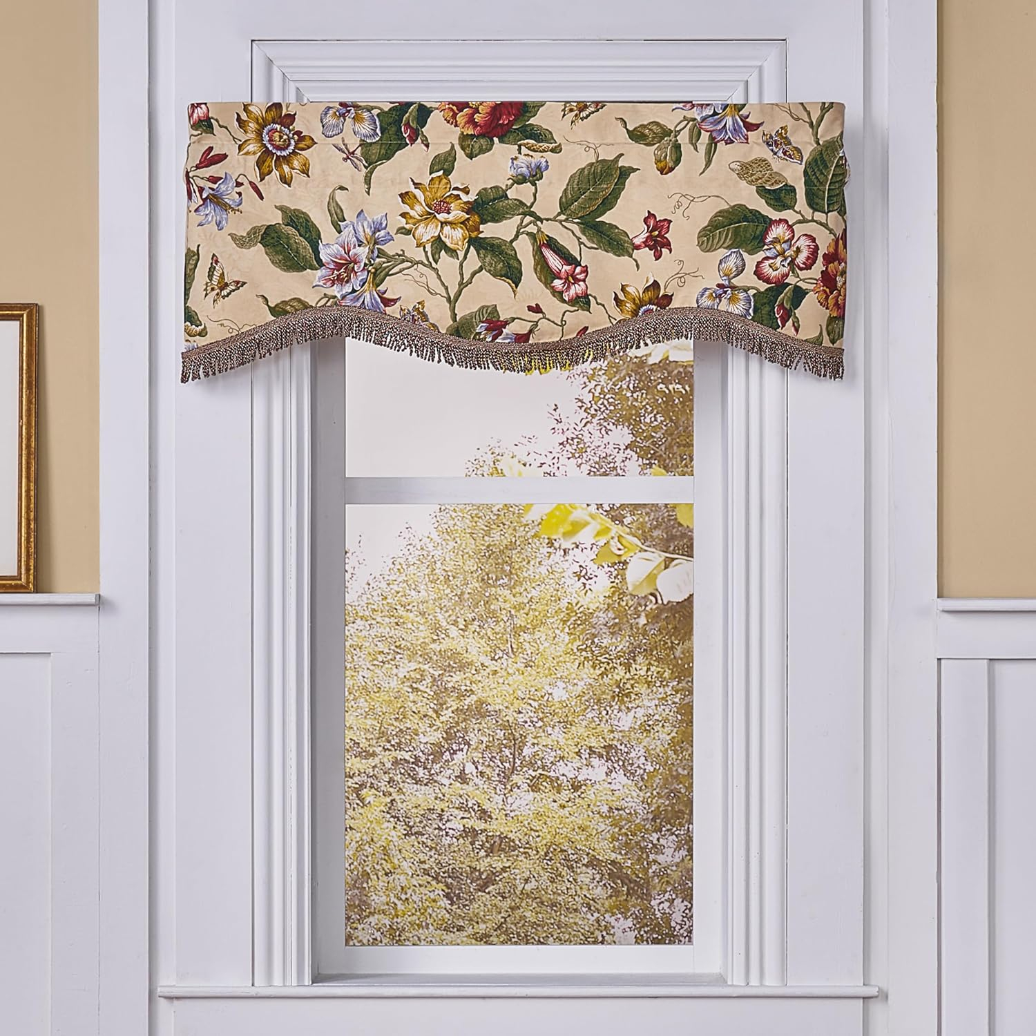 Waverly Laurel Springs Floral Light Filtering Rod Pocket Lined Window Valance, Multi-Color, 50 x 15