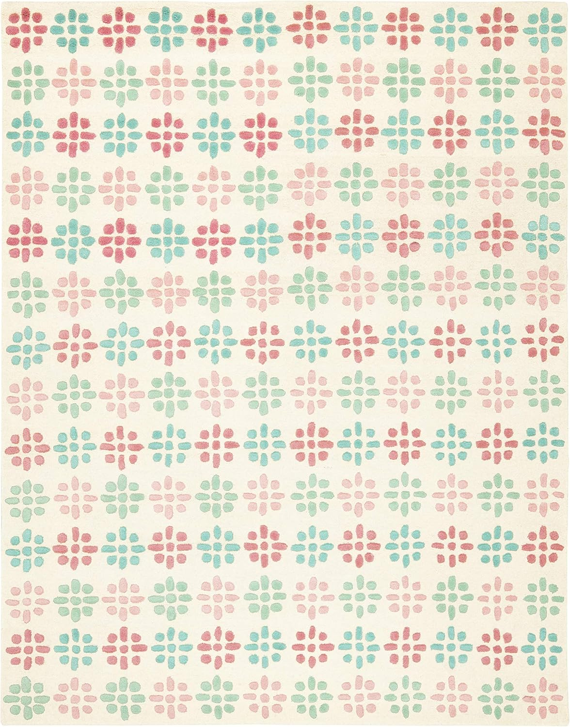 SAFAVIEH Soho Daisy Geometric Wool Area Rug, Ivory/Multi, 6' x 9'