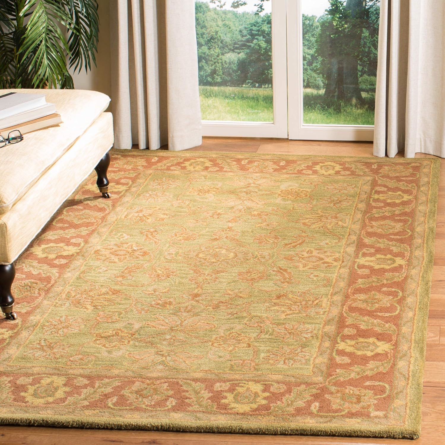 SAFAVIEH Golden Jaipur Collection 9' x 12' Green / Rust GJ250A Handmade Traditional Premium Wool Area Rug