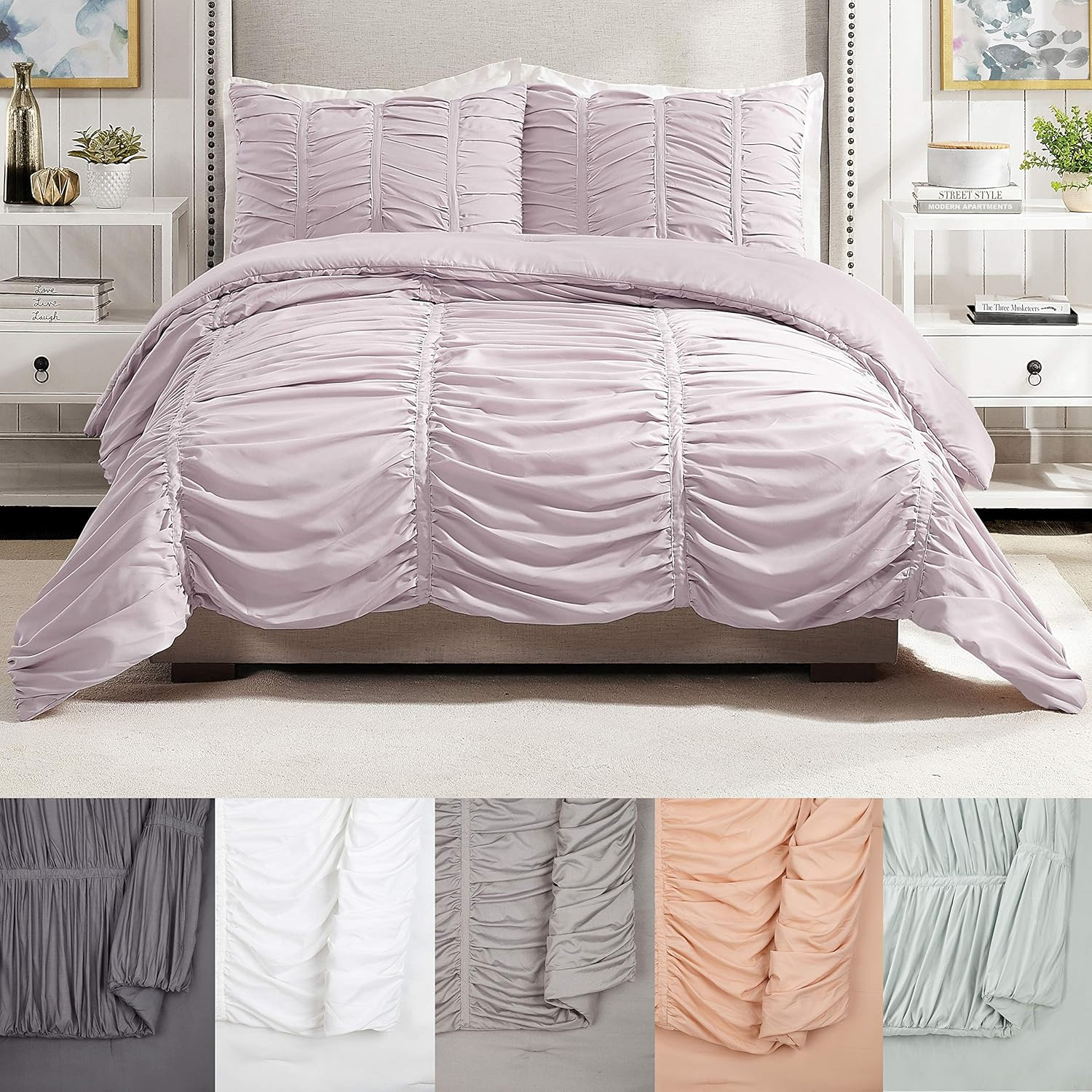 Modern Heirloom Emily Ruched Solid Textured Comforter Set