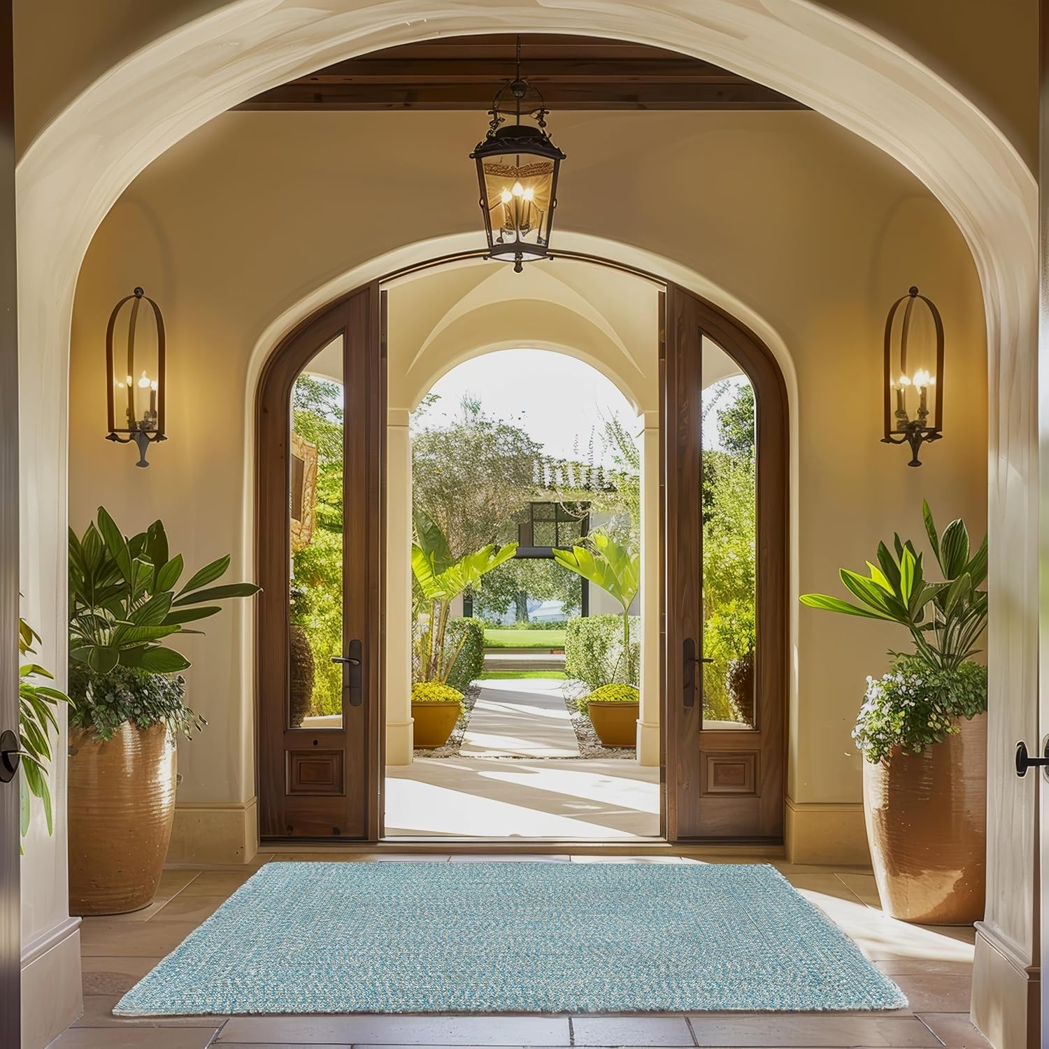 nuLOOM Wynn Braided Indoor/Outdoor Aqua 3' x 5' Casual Area Rug