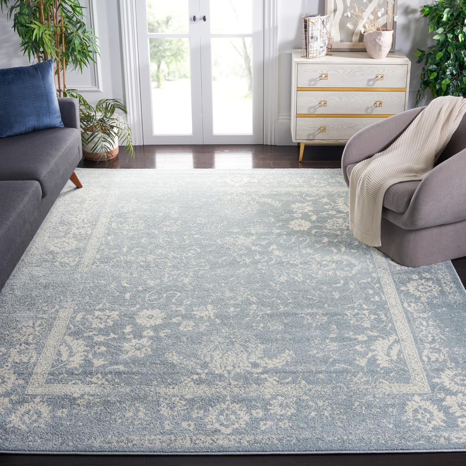 SAFAVIEH Adirondack Wyatt Traditional Area Rug, Slate/Ivory, 11' x 15'