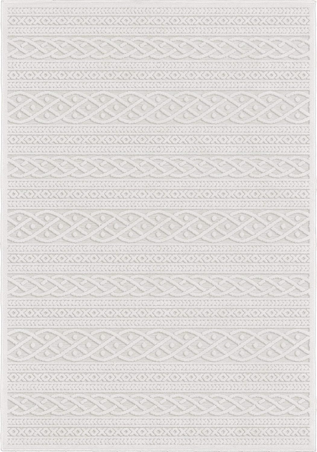 Orian Boucle Jenna 6'6" X 9'8" Natural Geometric Indoor-Outdoor Rug