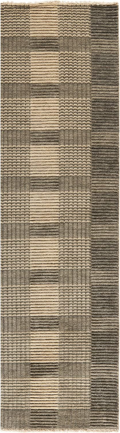 SAFAVIEH Tibetan Angelina Striped Runner Rug, Charcoal, 2' x 8'