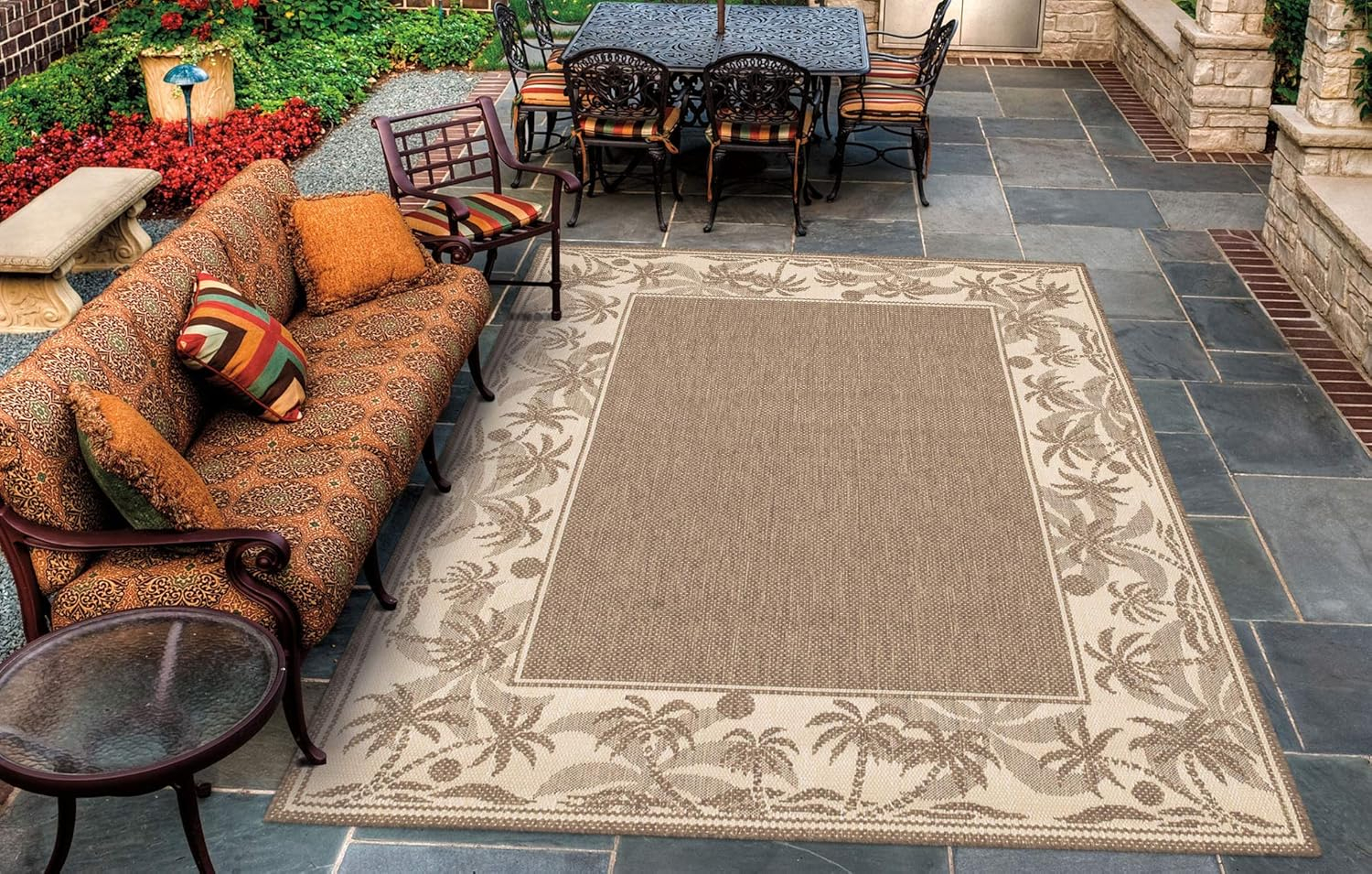 Couristan 5.75' x 9' Beige Island-Inspired Rectangular Area Throw Rug