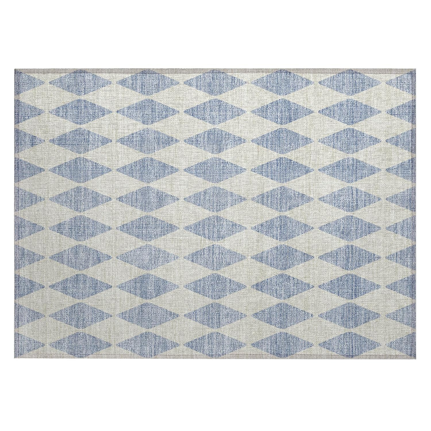 Sky Blue Diamond Pattern Washable Synthetic Rug 1'8"x2'6"