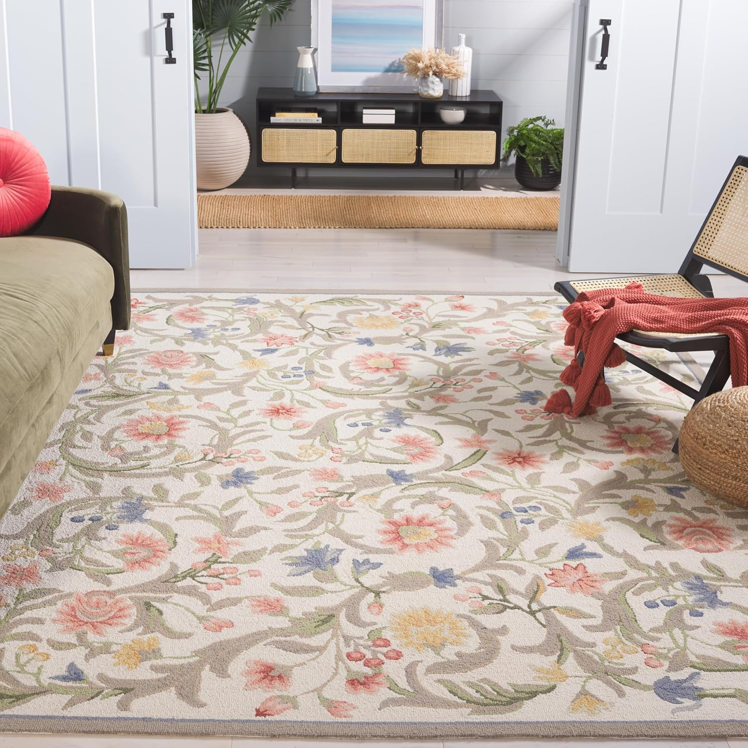 SAFAVIEH Chelsea Baxter Bordered Wool Area Rug, Ivory, 10' x 14'