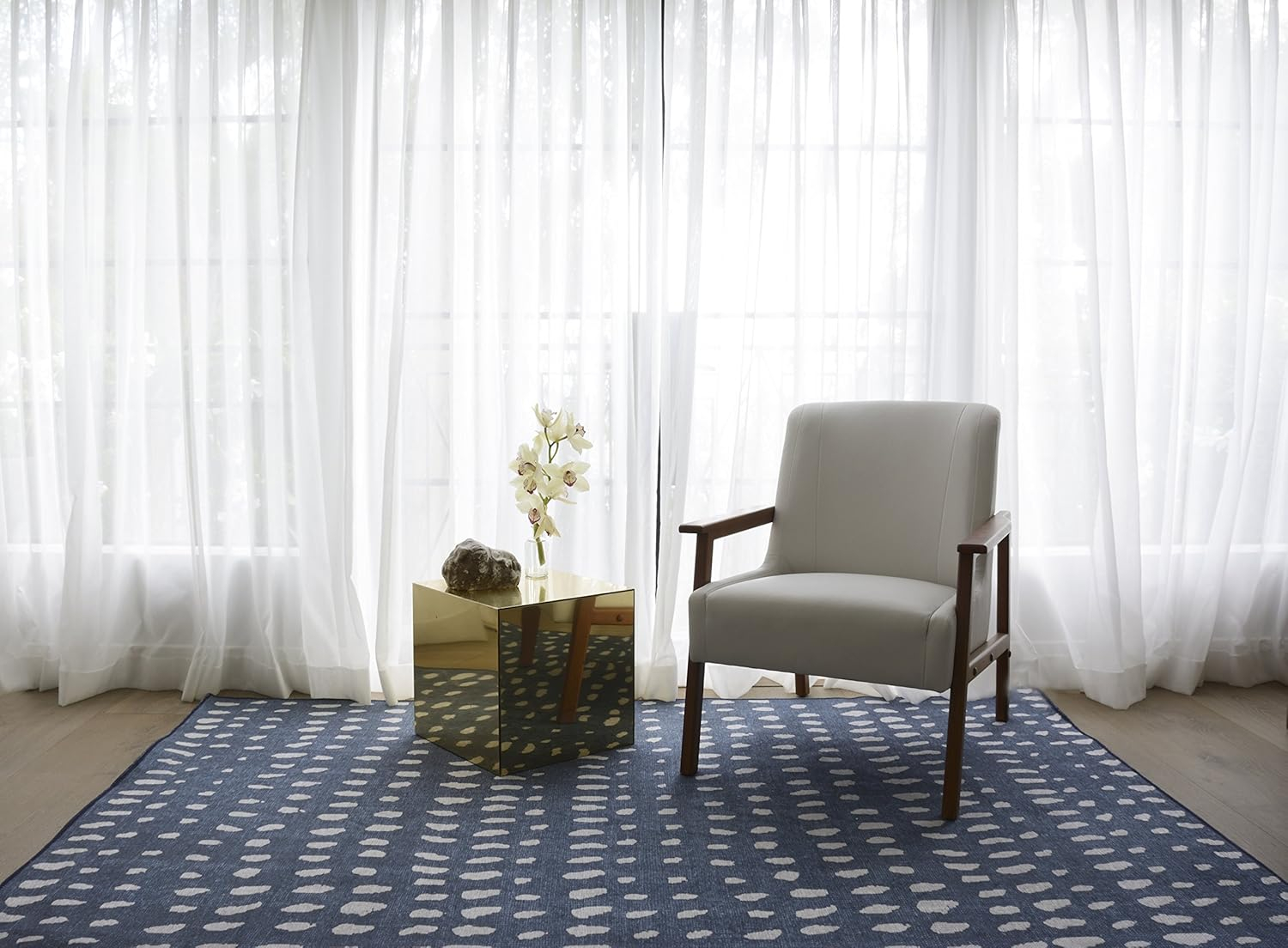 Skyline Decor Novogratz by  Delmar Boho Dots Hand-tufted Wool Area Rug Blue 9' x 12' 9' x 12' Indoor, Handmade Ivory Rectangle