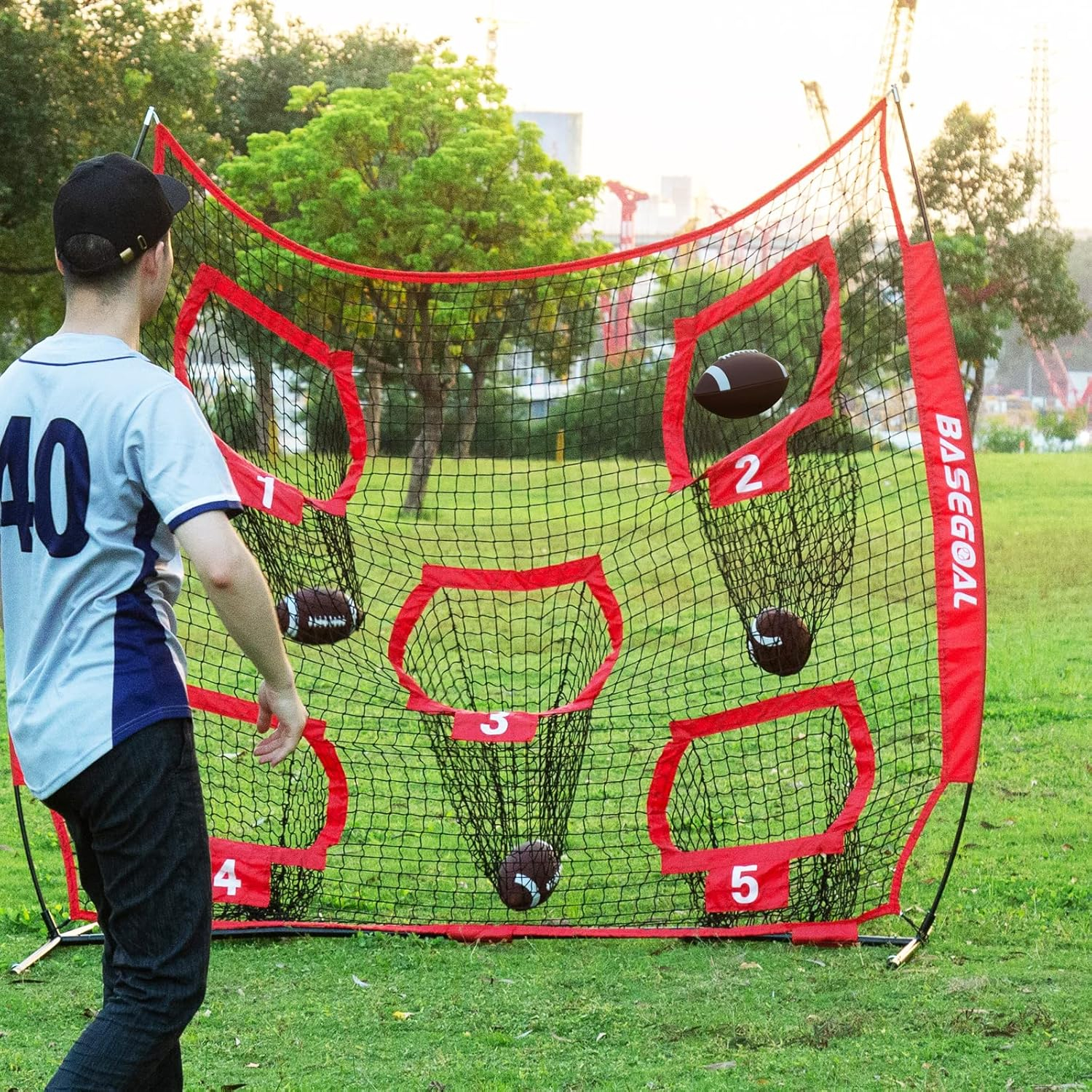 Football Nets for Throwing,Football Target,Quarterback Training Equipment with 5 Target Pockets for Improving Football Accuracy Throwing-8 x 8 ft or 7 x 7 ft Nets