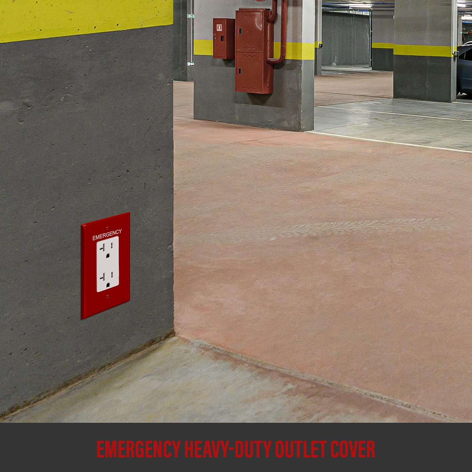 Red Polycarbonate Emergency Label Mid-Size Wall Plate