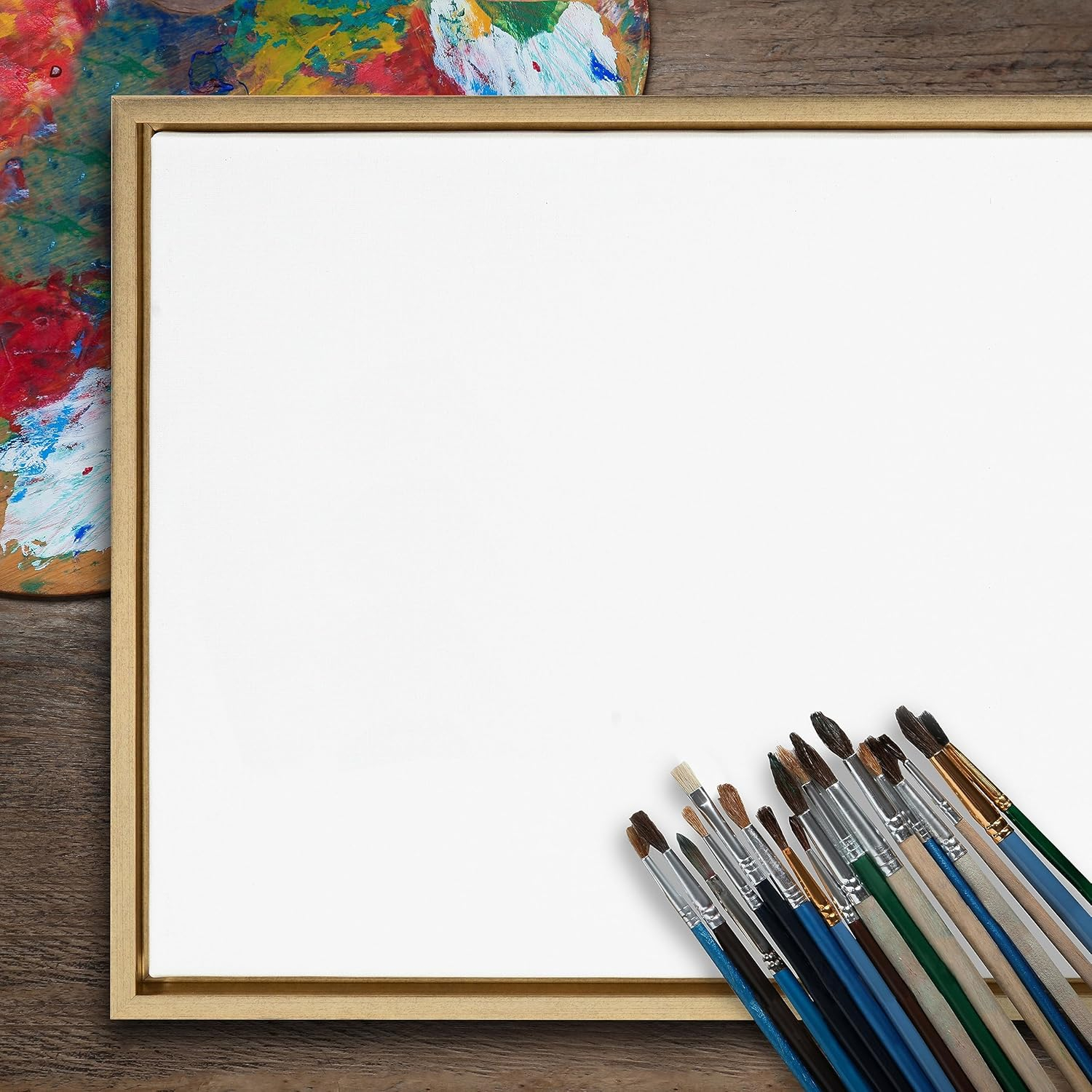 Kate and Laurel Sylvie Blank Framed Canvas Wall Art, 18x24 Bright Gold, Modern Empty Canvas for Paint-Your-Own Art, Premium Canvas Already Framed