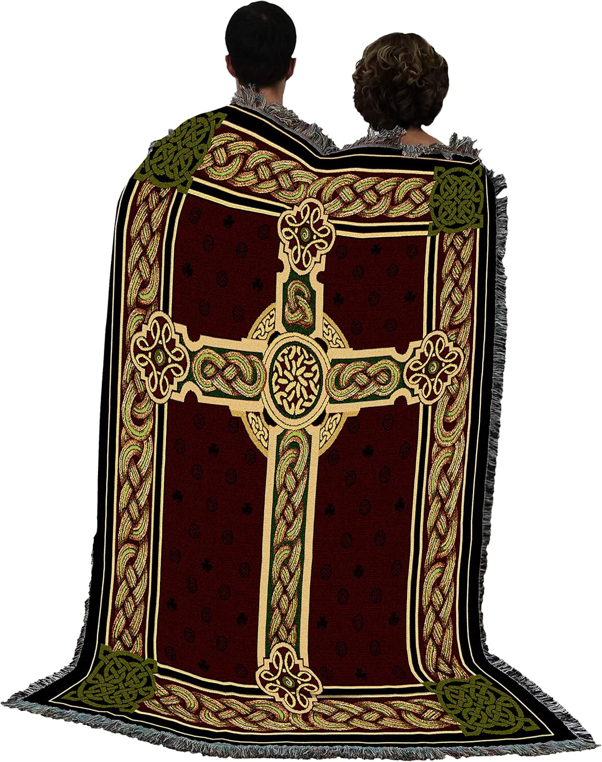 Pure Country Weavers Celtic Knot Cross Blanket - Gift Throw Woven from Cotton - Made in The USA (72x54)