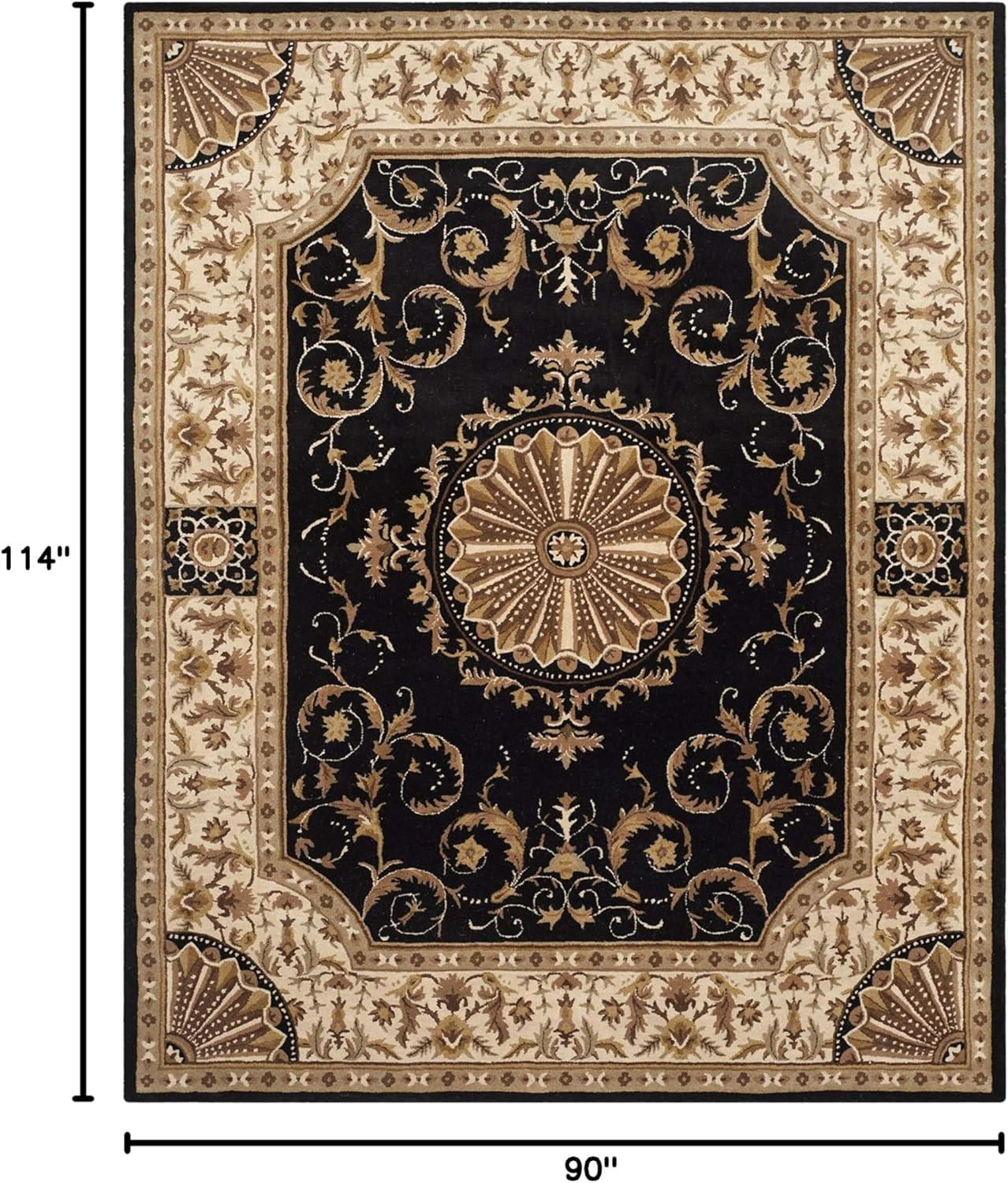 SAFAVIEH Empire Naira Oriental Wool Area Rug, Black/Ivory, 7'6" x 9'6"