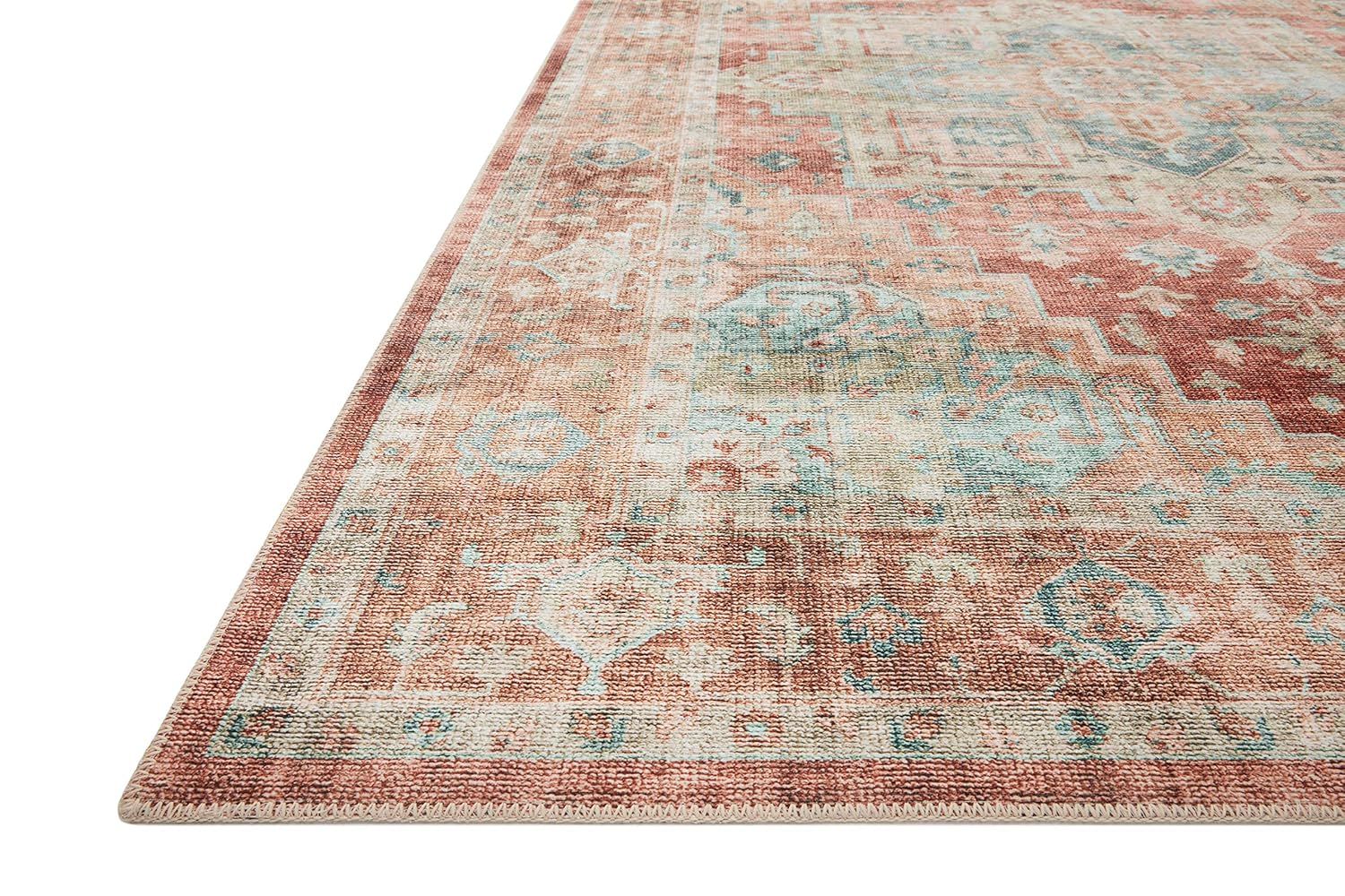 Loloi II Heidi Collection HEI-01 Terracotta / Aqua, Oriental Area Rug 2'-6" x 11'-6"
