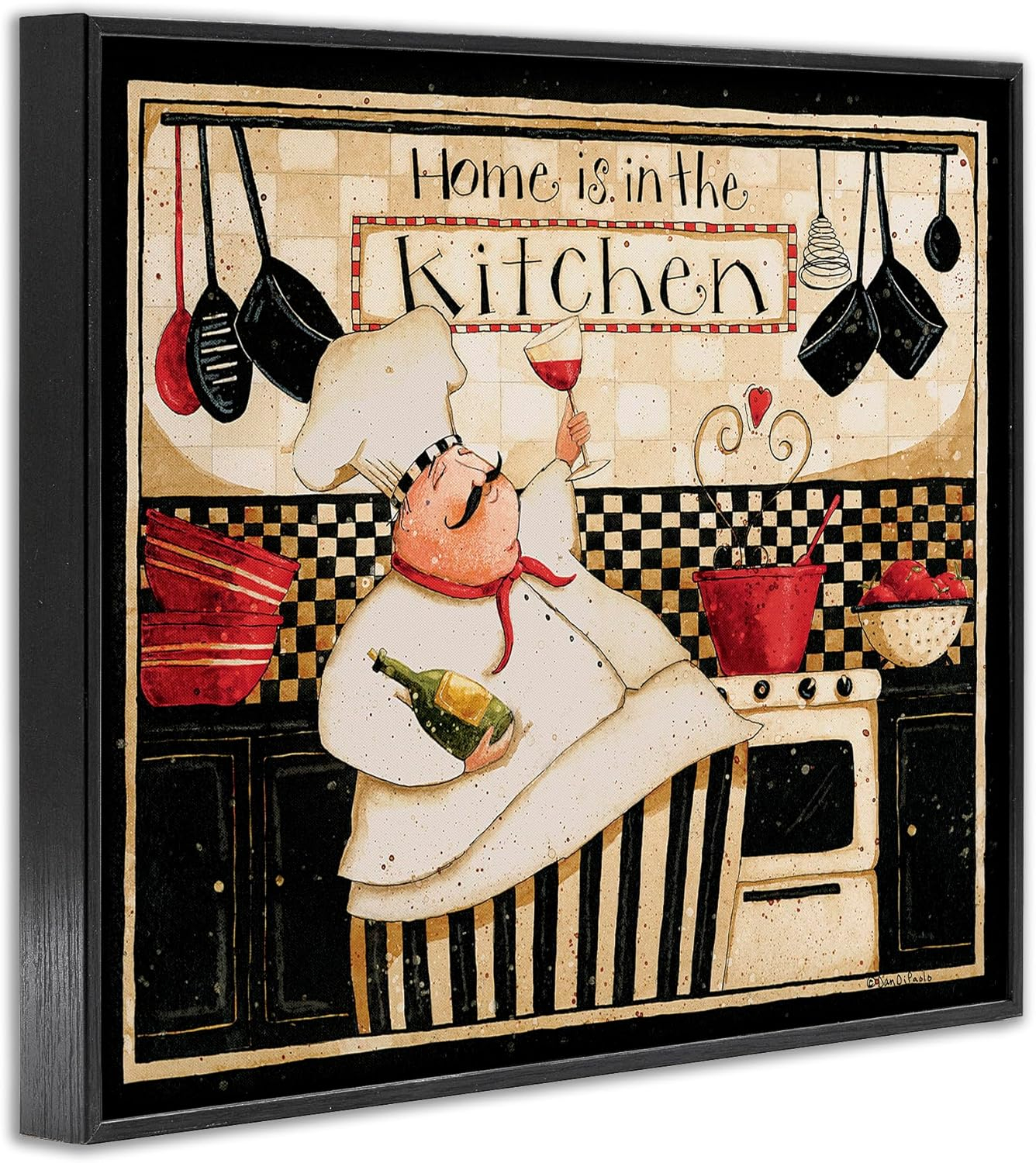 Ebony Framed Abstract Chef Canvas Print, 20" x 16"