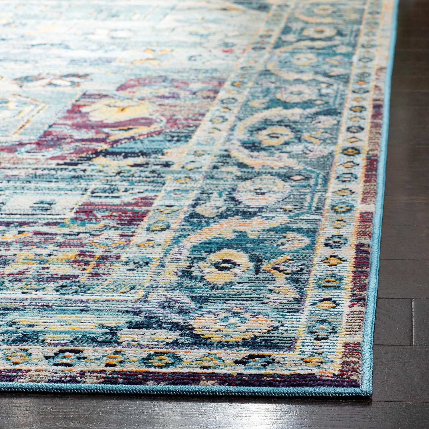 SAFAVIEH Crystal Jonette Traditional Area Rug, Teal/Purple, 5' x 5' Square