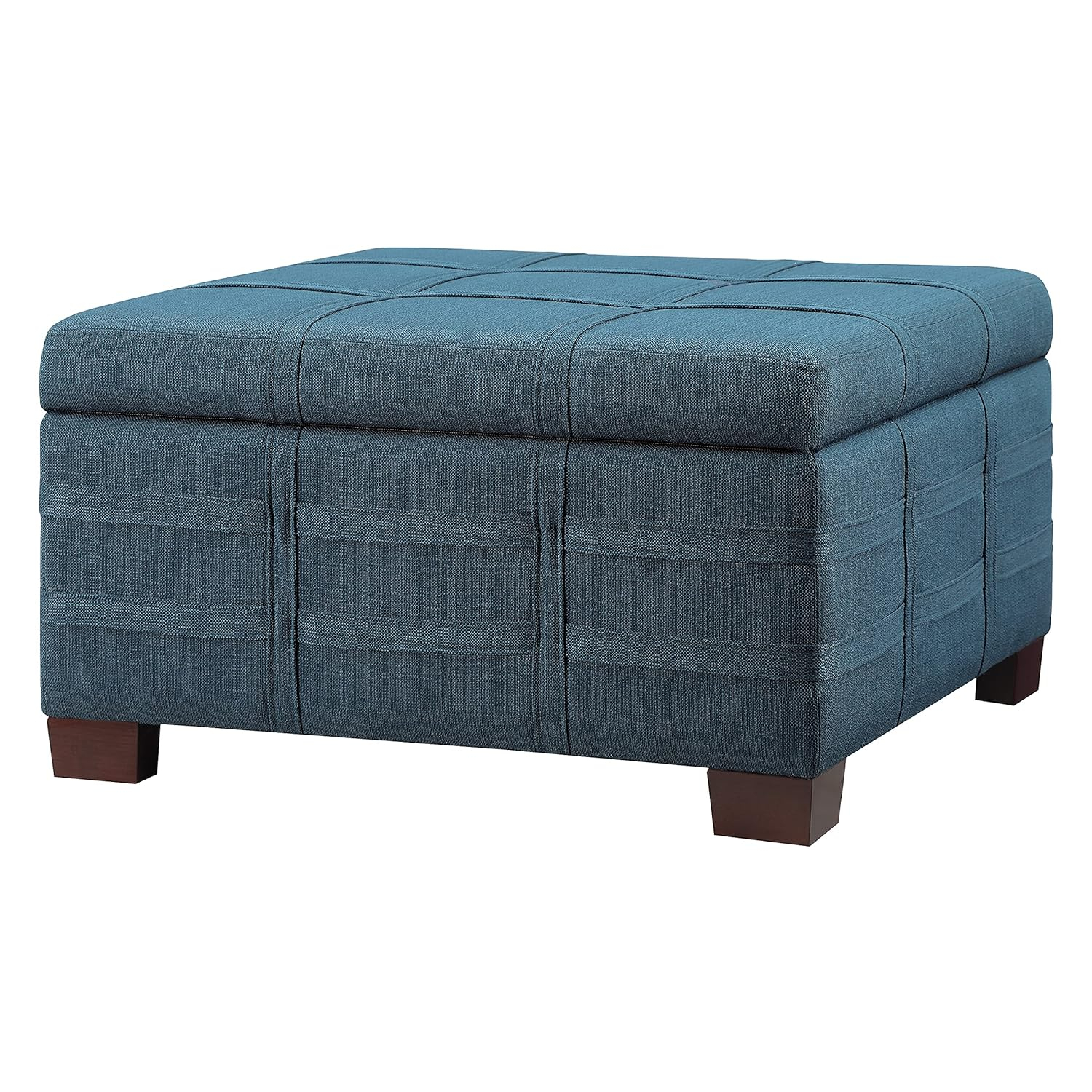 Detour Strap Square Storage Ottoman in Crimson Red Faux Leather