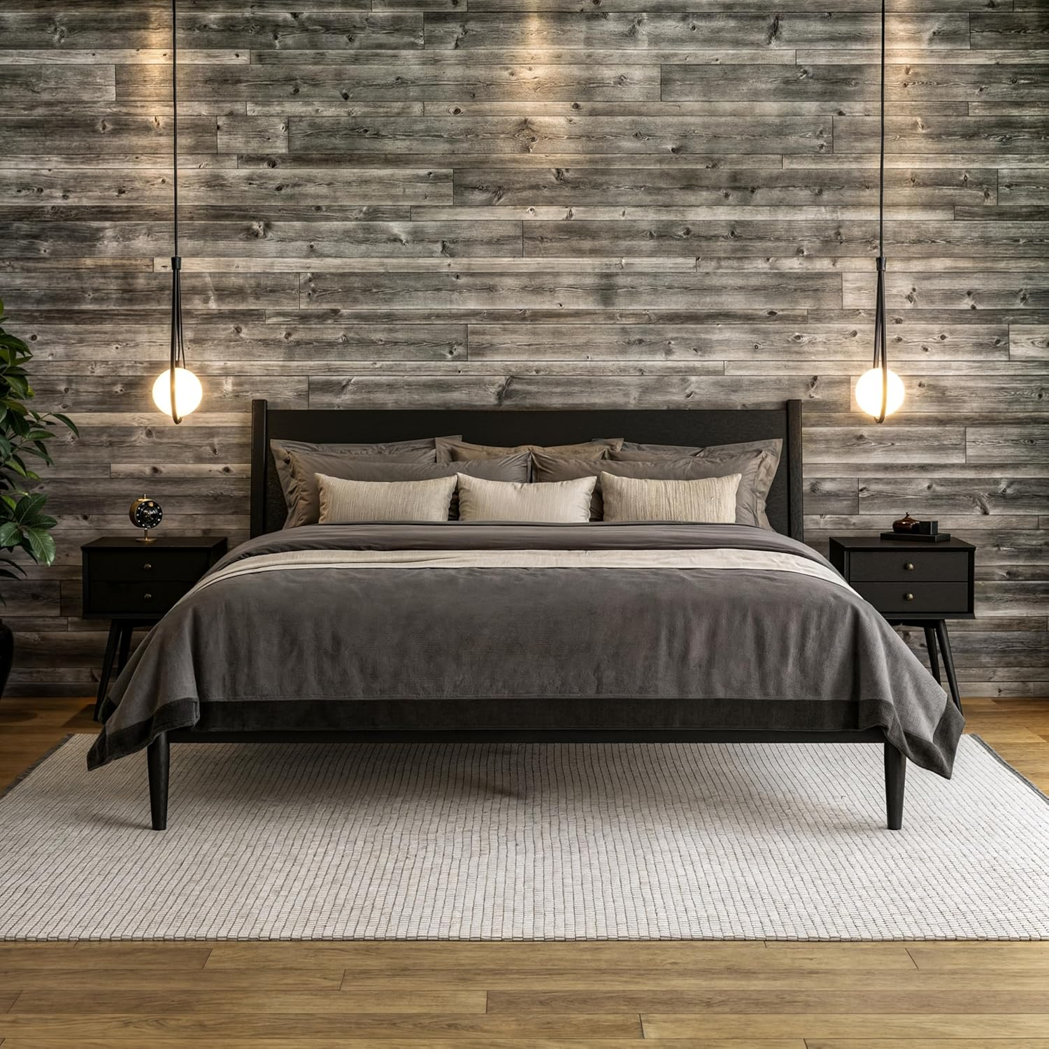 Mid-Century Panel Bed - King Size - Light Oak