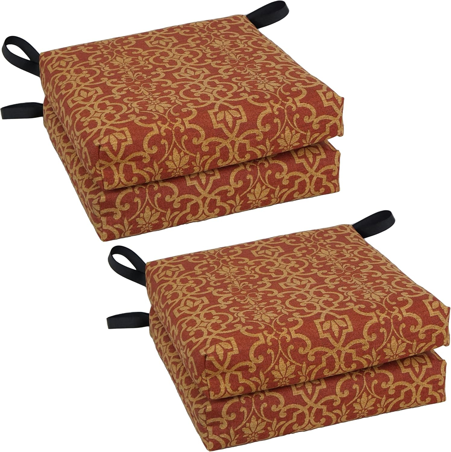 Vanya Paprika 16" Square Polyester Outdoor Chair Cushions, Set of 4