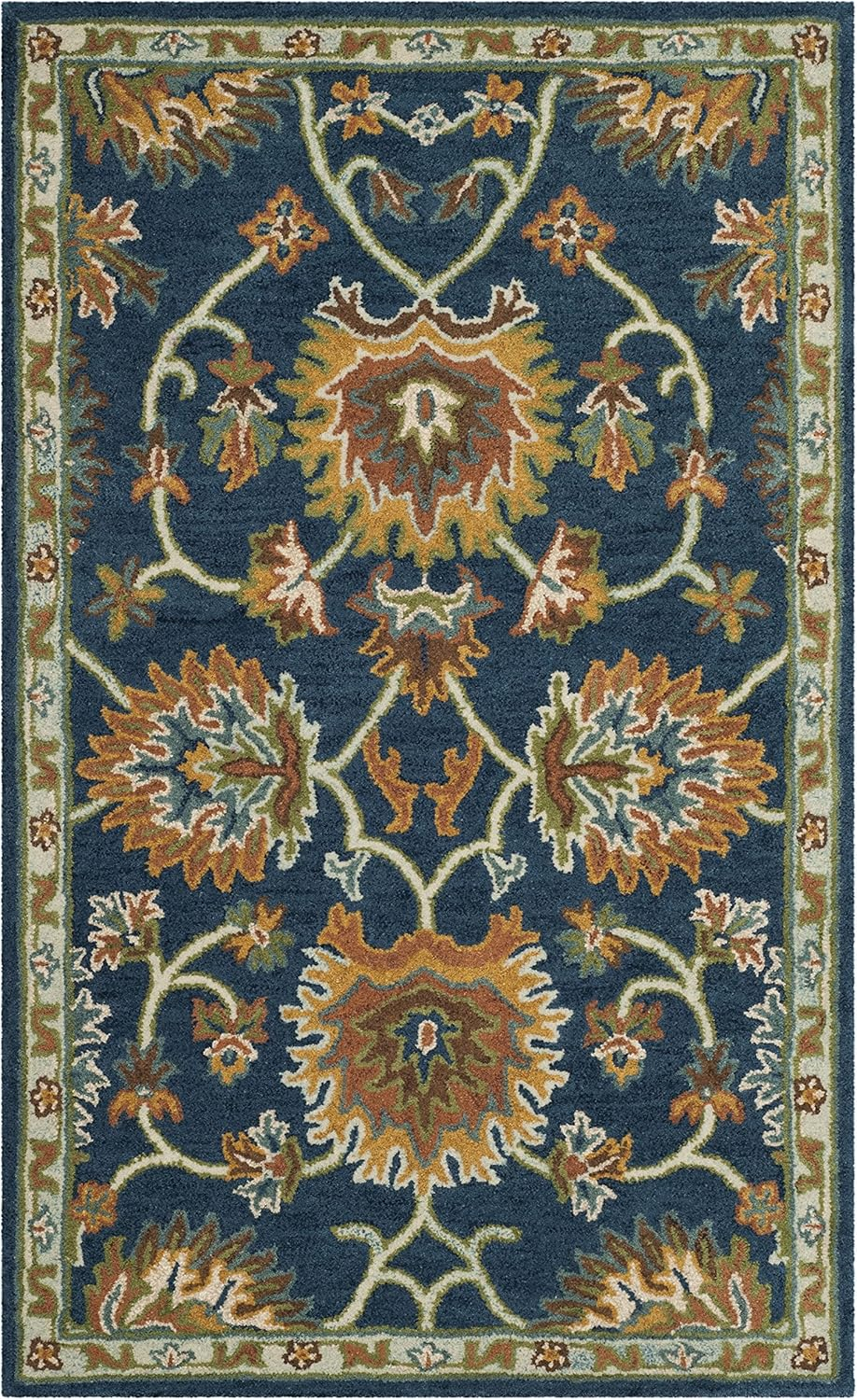 SAFAVIEH Heritage Sharla Floral Wool Area Rug, Navy, 6' x 6' Square