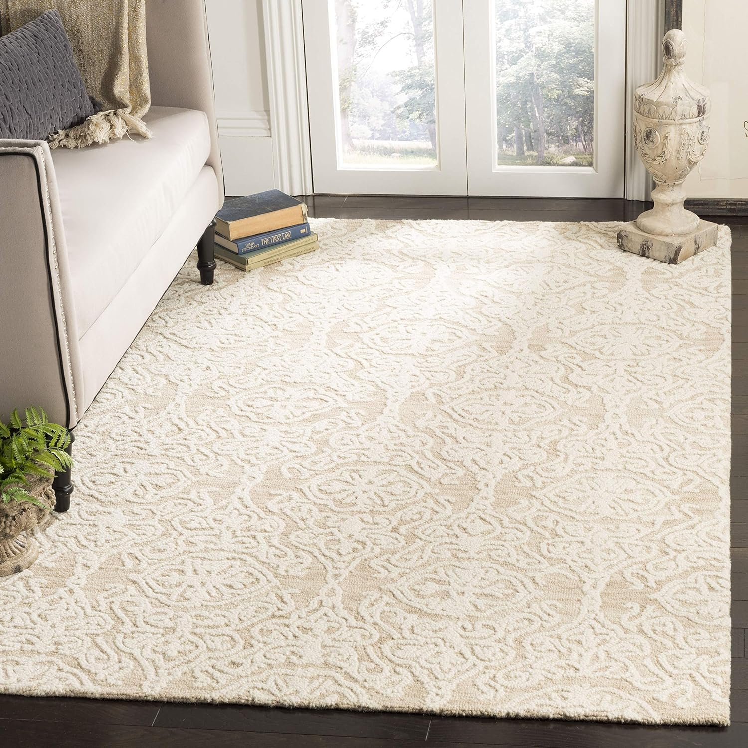 SAFAVIEH Blossom Asher Geometric Wool Area Rug, Green/Ivory, 3' x 5'