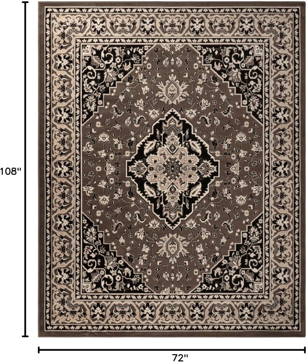 Superior Glendale Oriental Medallion Indoor Area Rug, 6'x9', Brown