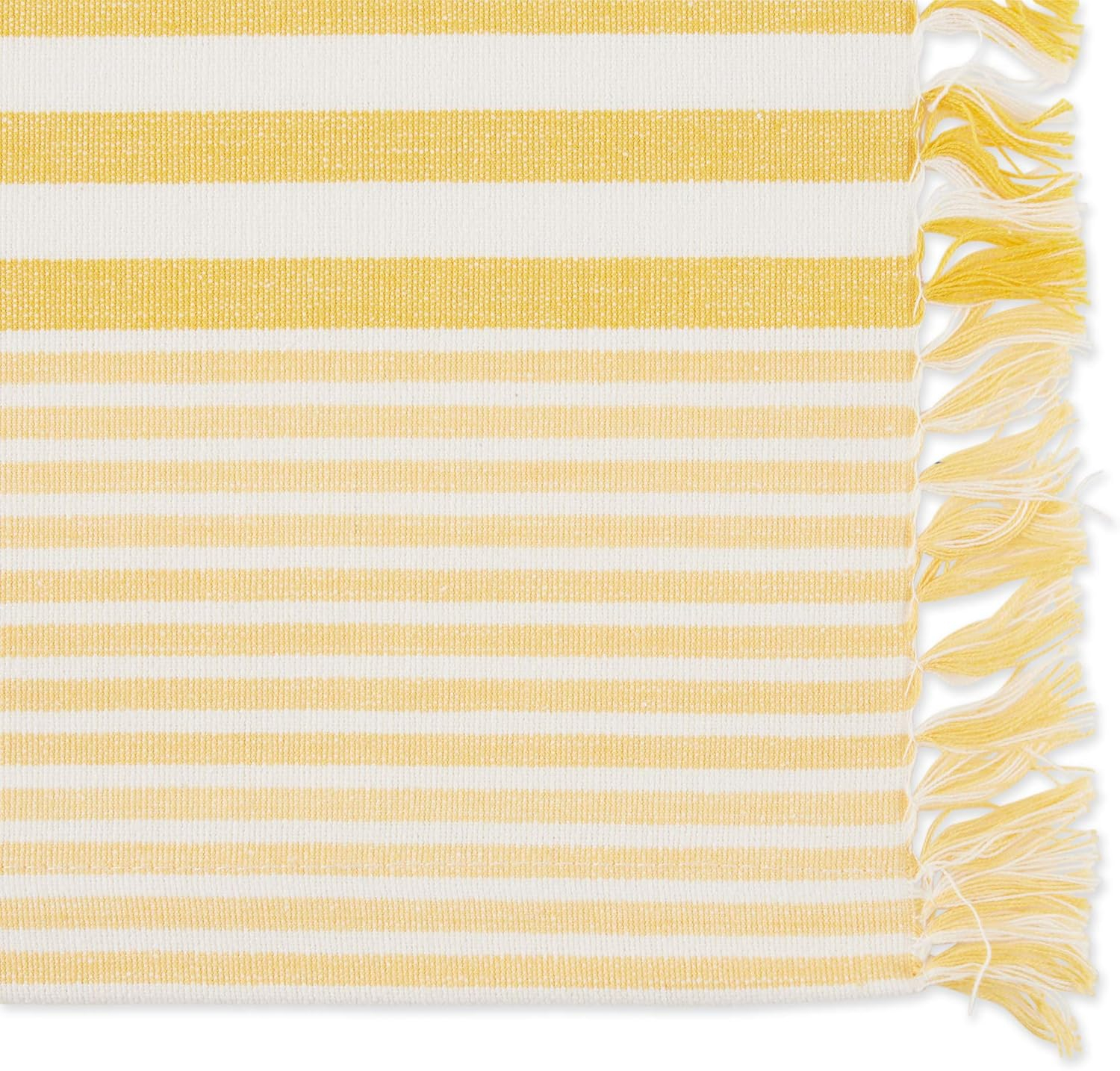 Deep Yellow Stripes With Fringe Placemat (Set of 6)