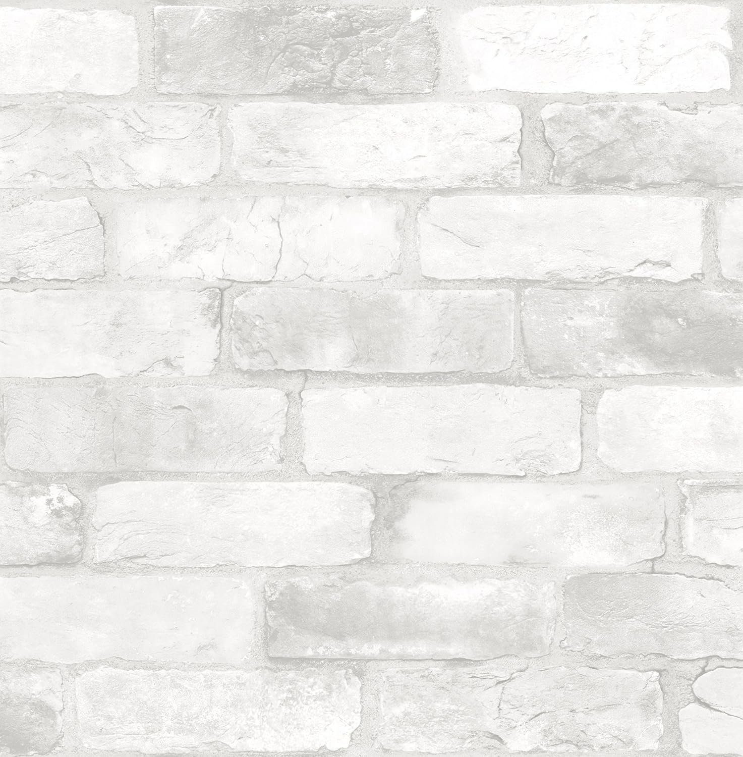NuWallpaper Loft White Brick Raised Ink Vinyl Peel And Stick Wallpaper, 216-in by 20.5-in, 30.75 sq. ft.