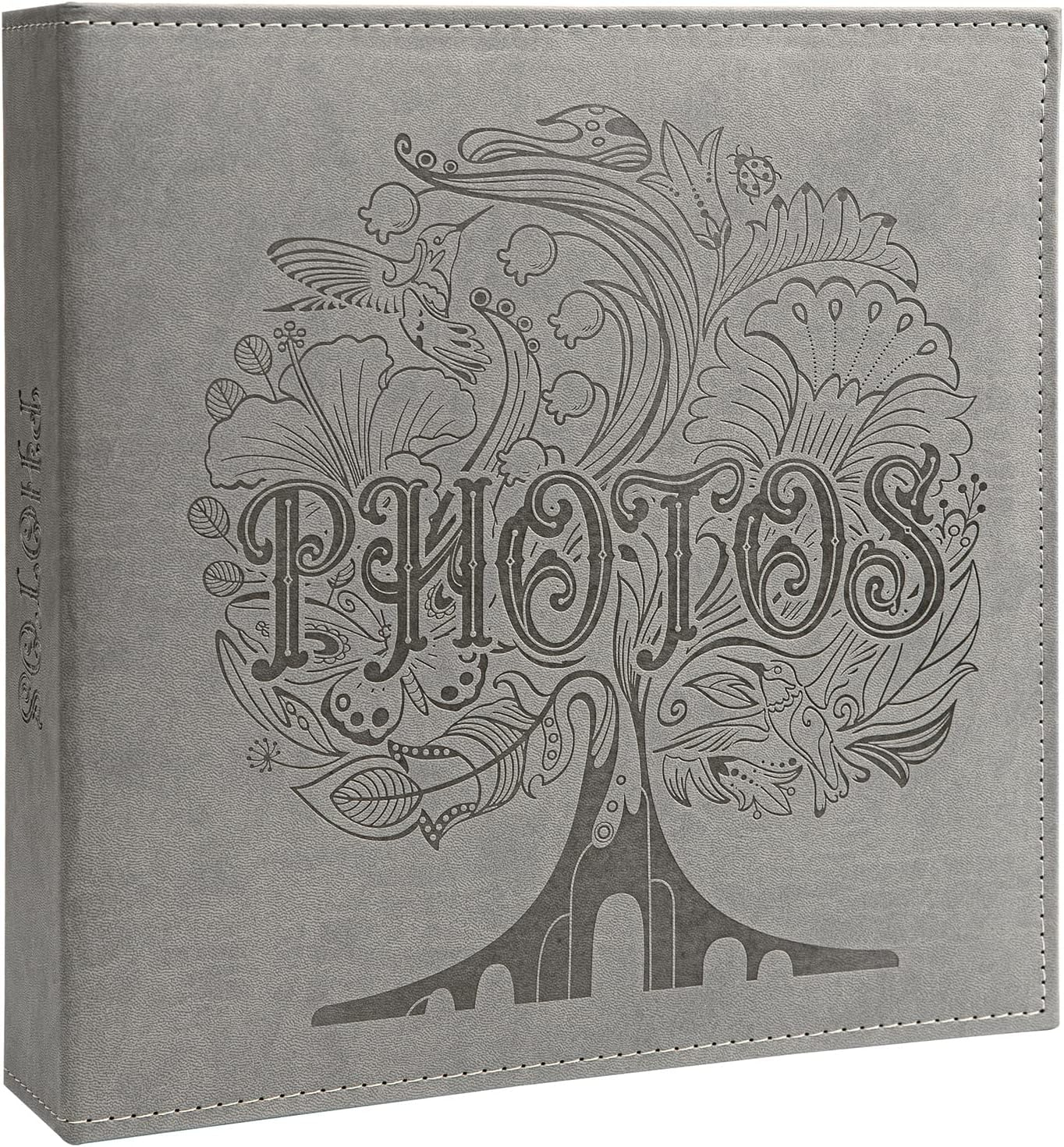 COFICE Photo Album 4x6-3 Ring Binder Large Picture Album Book with Index and Divider Sheets - Big Photobook with Acid-Free Pocket Sheets Holds up to 600 Photos - Elegant PU Leather Cover, Grey