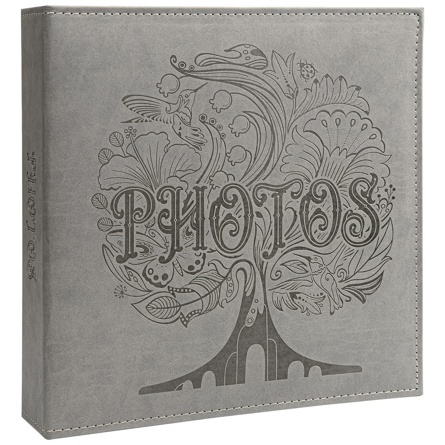 COFICE Photo Album 4x6-3 Ring Binder Large Picture Album Book with Index and Divider Sheets - Big Photobook with Acid-Free Pocket Sheets Holds up to 600 Photos - Elegant PU Leather Cover, Grey