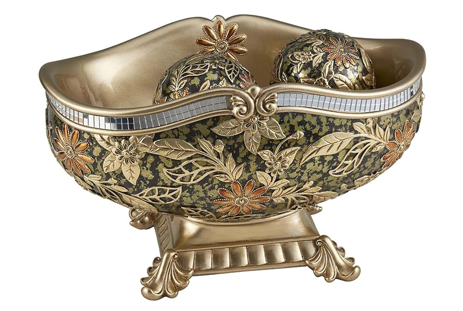 Elegant Handcrafted Stainless Steel Bowl with Decorative Spheres