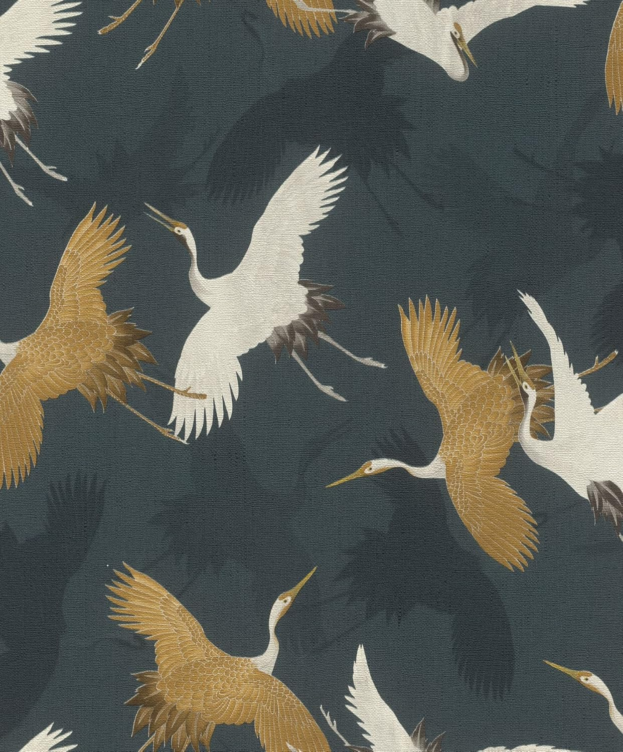 Advantage Kusama Dark Blue Crane Wallpaper