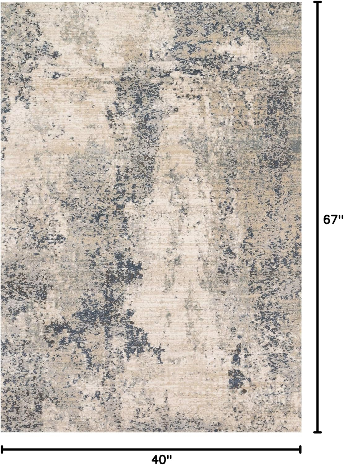 Teagan Natural and Denim Synthetic Rectangular Area Rug