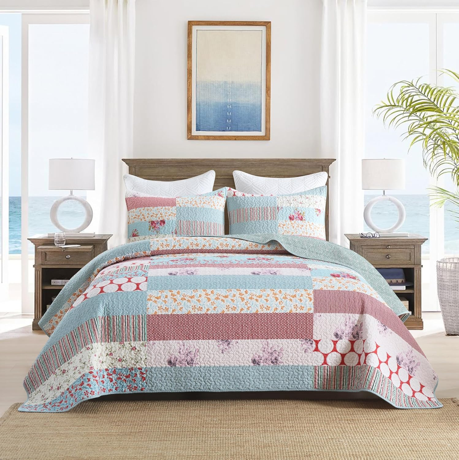 MarCielo 3 Piezas Edredón Ligero Rey, Edredón Impreso, Edredón Conjunto Ropa de Cama Manta Manta Coverlet Ligero Colcha Conjunto, Amarillo + Gris Oscuro, Tamaño King, Joni