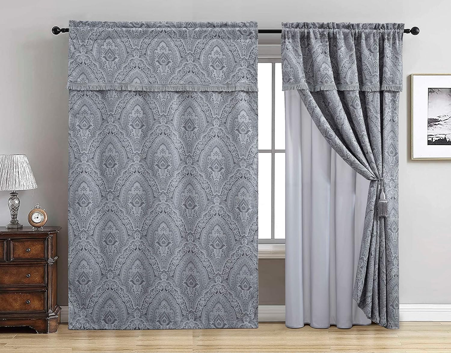 Chezmoi Collection Synthetic Paisley Room Darkening Rod Pocket Curtain Panel