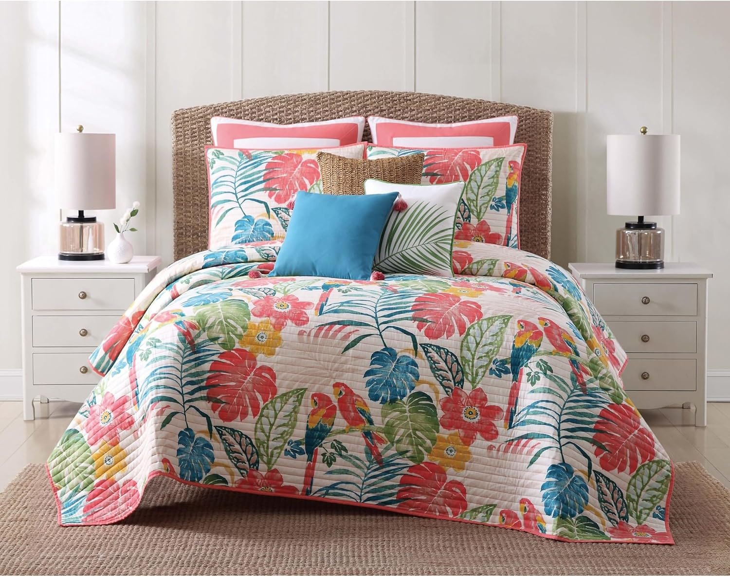 Coco Paradise Tropical Multi-Color Cotton King Comforter Set