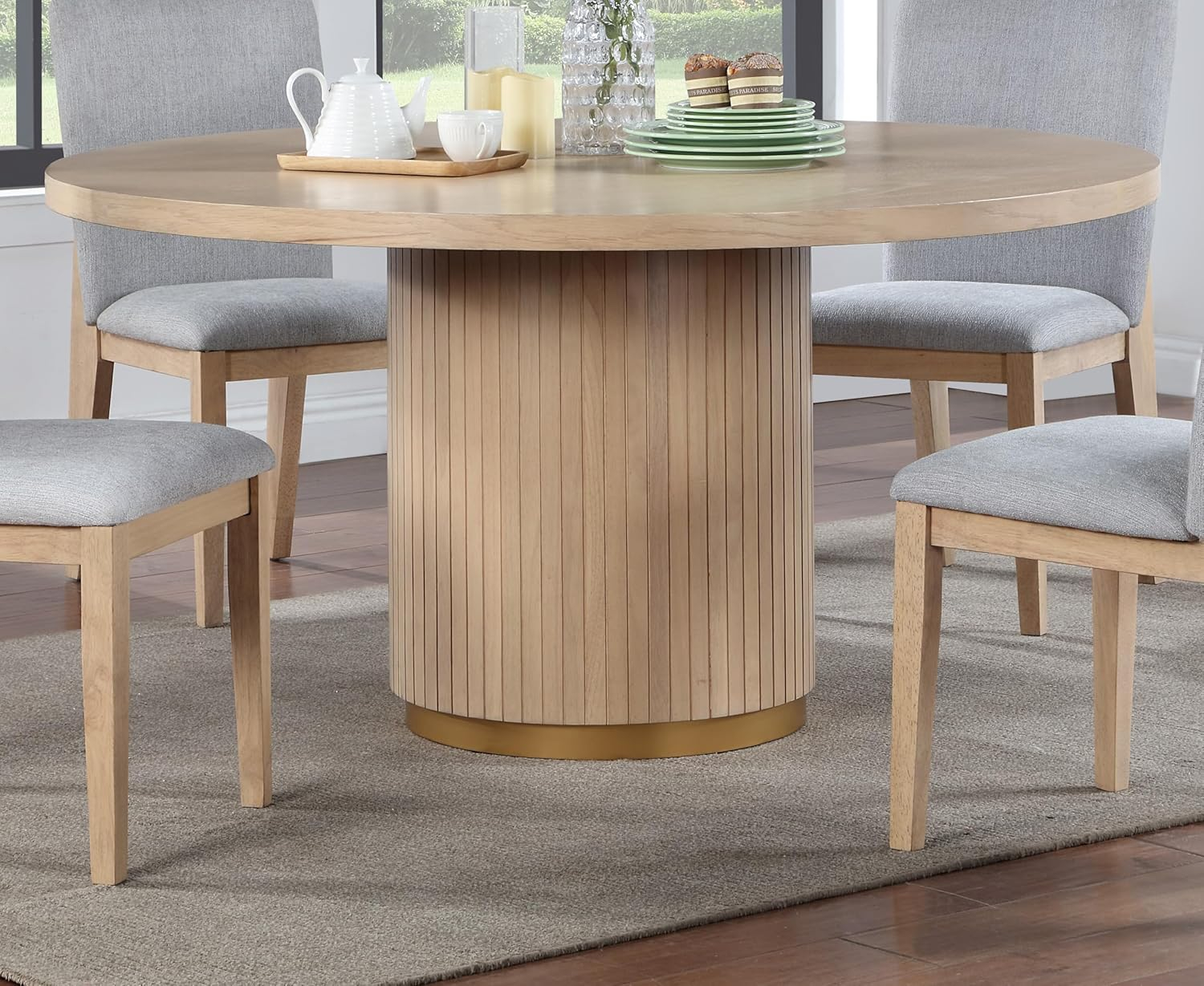 Lilola Home 59" Rectangle Pedestal Dining Table, Oak
