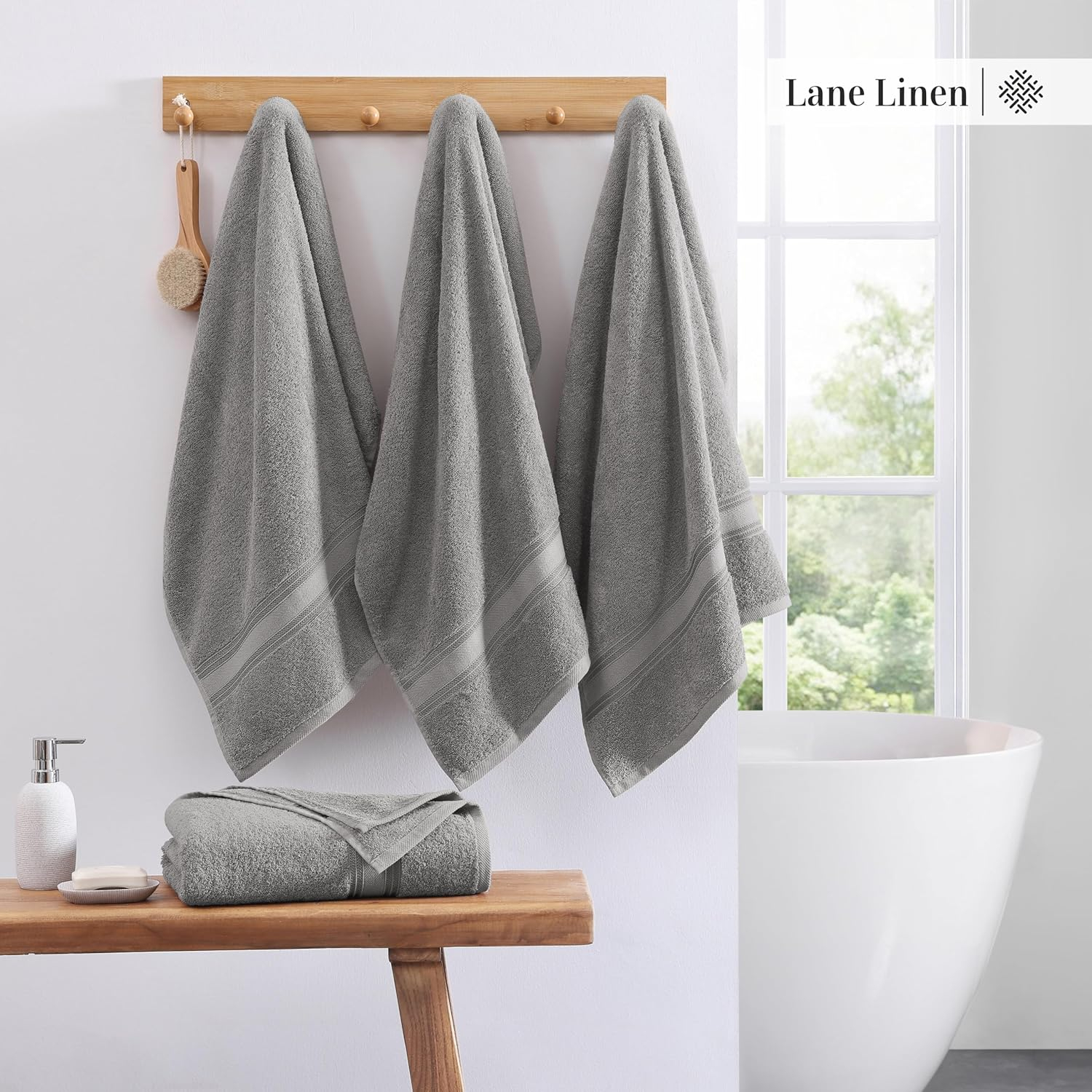 LANE LINEN Extra Large Bath Towels for Bathroom- 100% Cotton Bath Sheets, Body Towels, Hotel Towels, 100% Cotton Towels for Bathroom, Quick Dry Bath Towels Set of 4- Space Grey Bath Towels Large Size