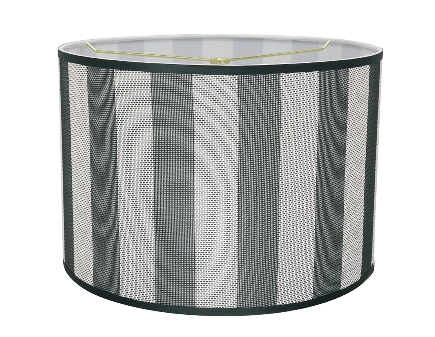 Aspen Creative 31161 Transitional Hardback Drum (Cylinder) Shaped Spider Construction Lamp Shade in Hunter Green & White Striped, 16" wide (16" x 16" x 11")