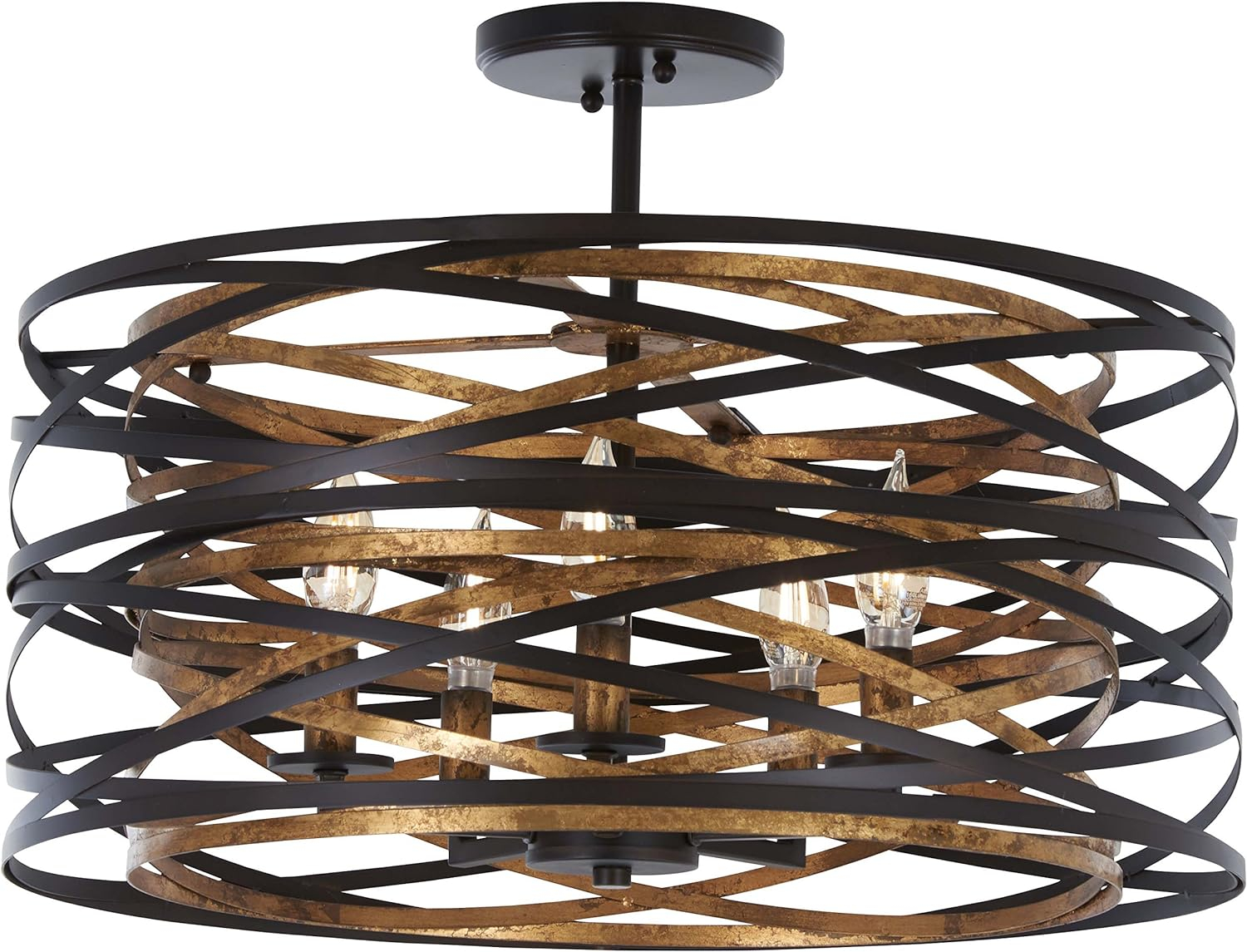 Minka Lavery Vortic Flow 20" Wide Dark Bronze and Mosaic Gold 5-Light Pendant