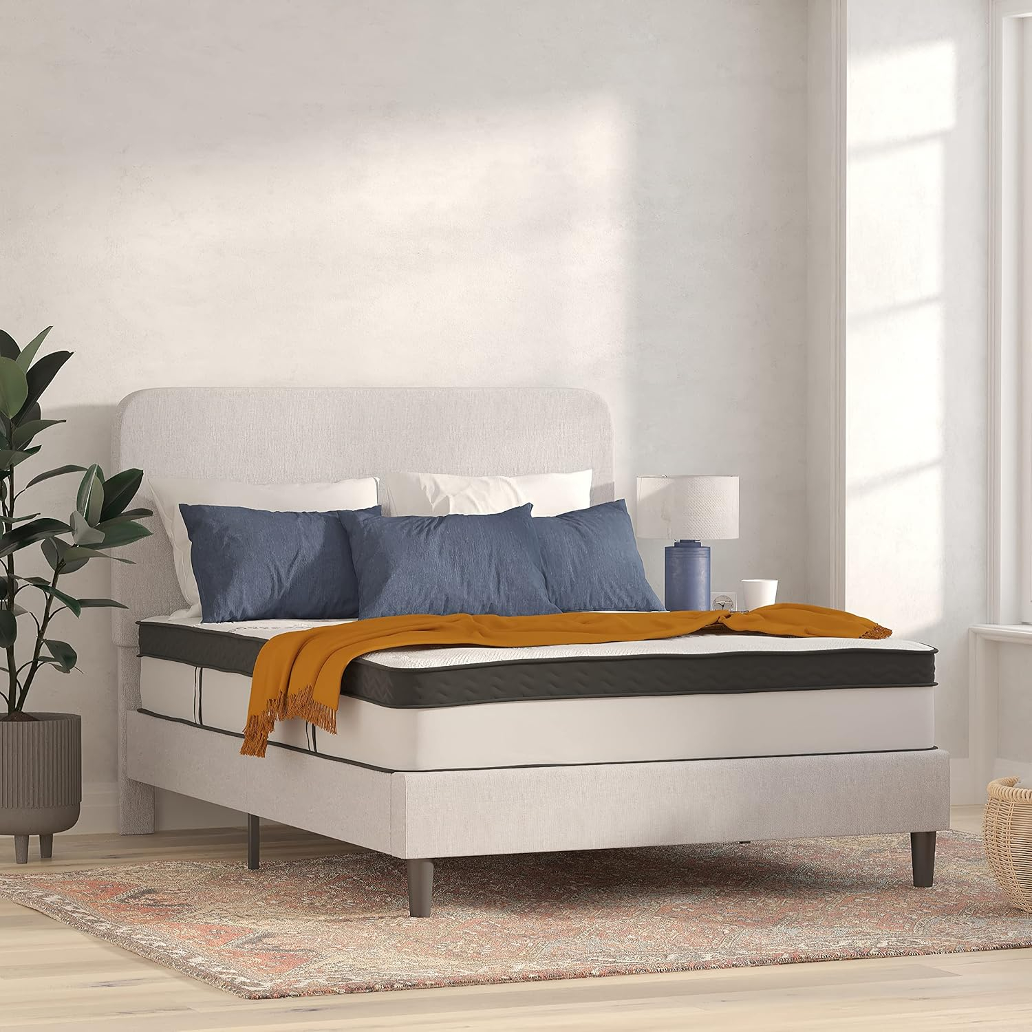 BizChair 12 Inch CertiPUR-US Certified Hybrid Pocket Spring Mattress, Queen Mattress in a Box