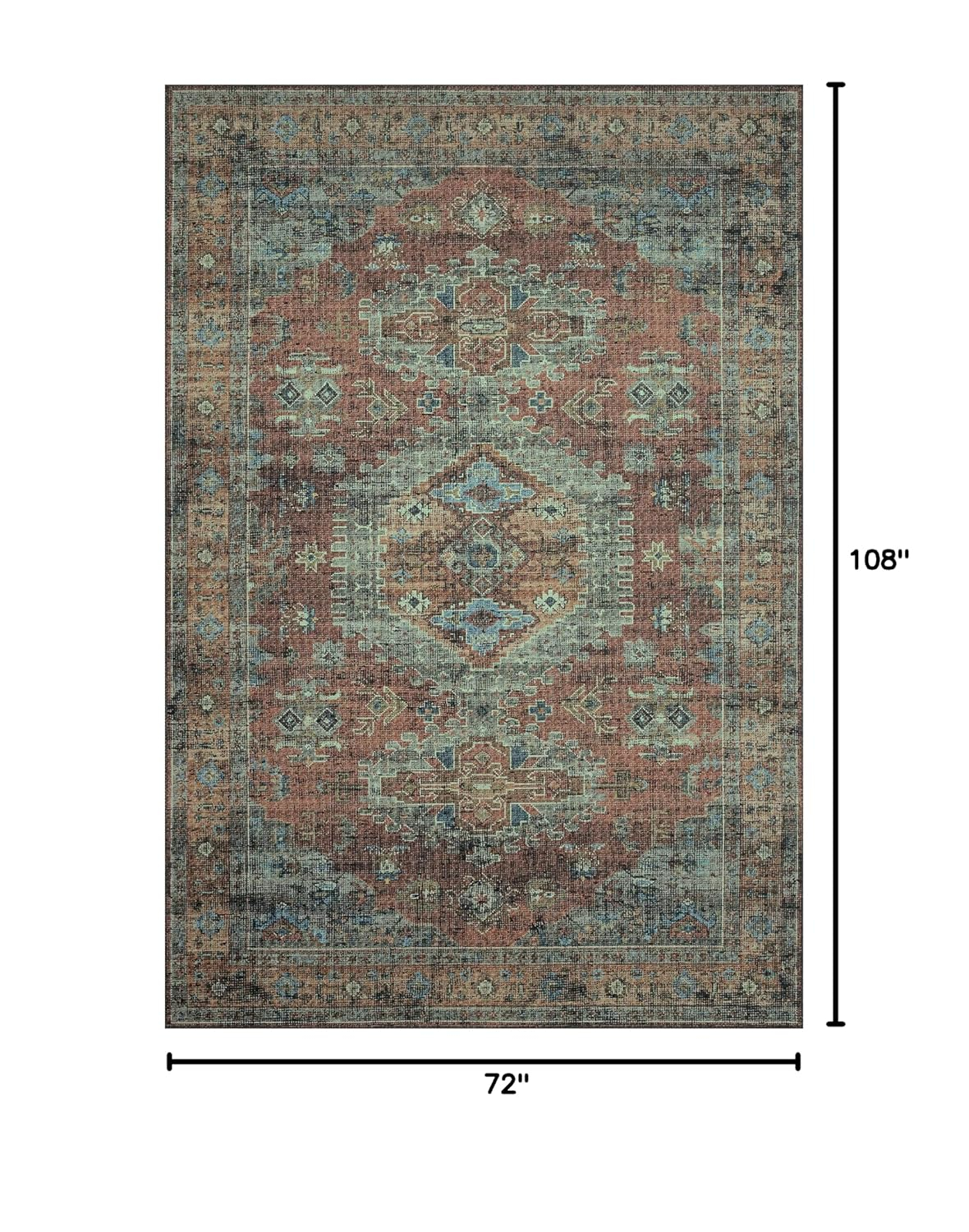Loloi Skye Collection SKY-07 Terracotta/Sky 6'-0" x 9'-0" Area Rug