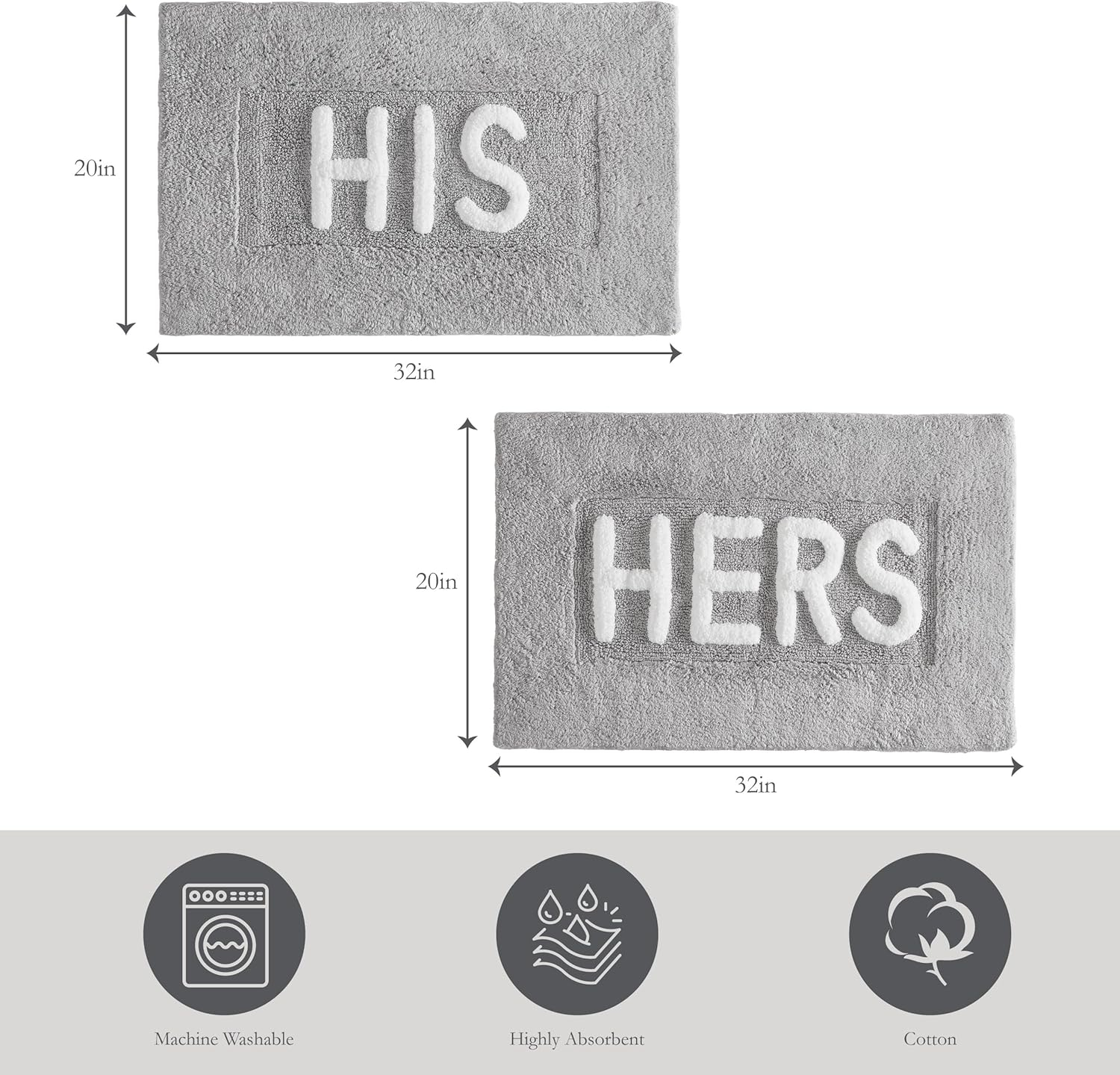 Jean Pierre His & Hers 2 Piece Cotton Bath Rug Set