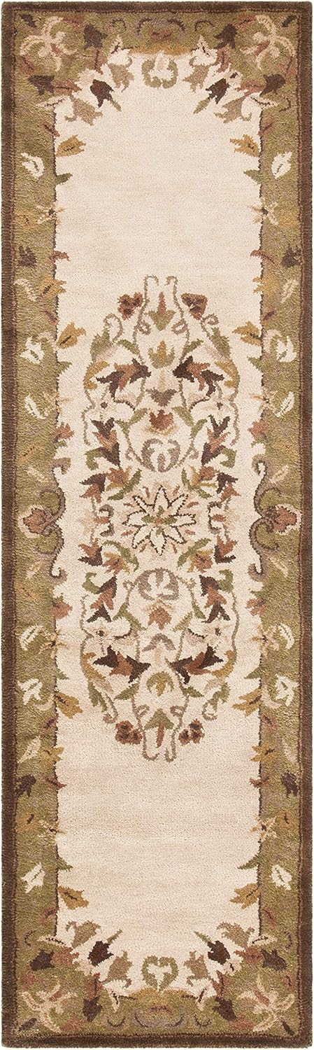 SAFAVIEH Heritage Cleves Traditional Wool Runner Rug, Beige/Green, 2'3" x 10'