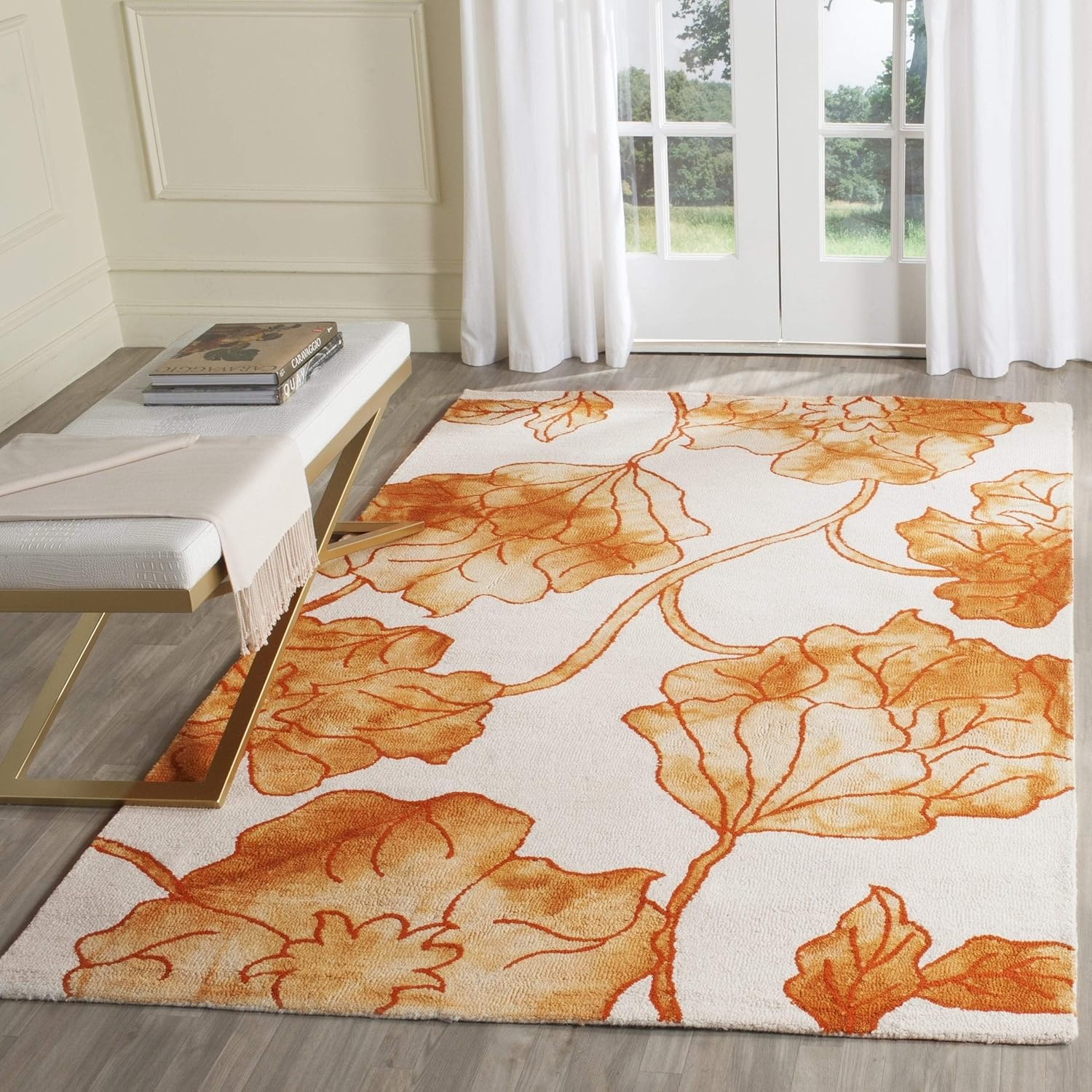 Dip Dye DDY683 Hand Tufted Accent Rug - Ivory/Orange - 2'x3' - Safavieh.