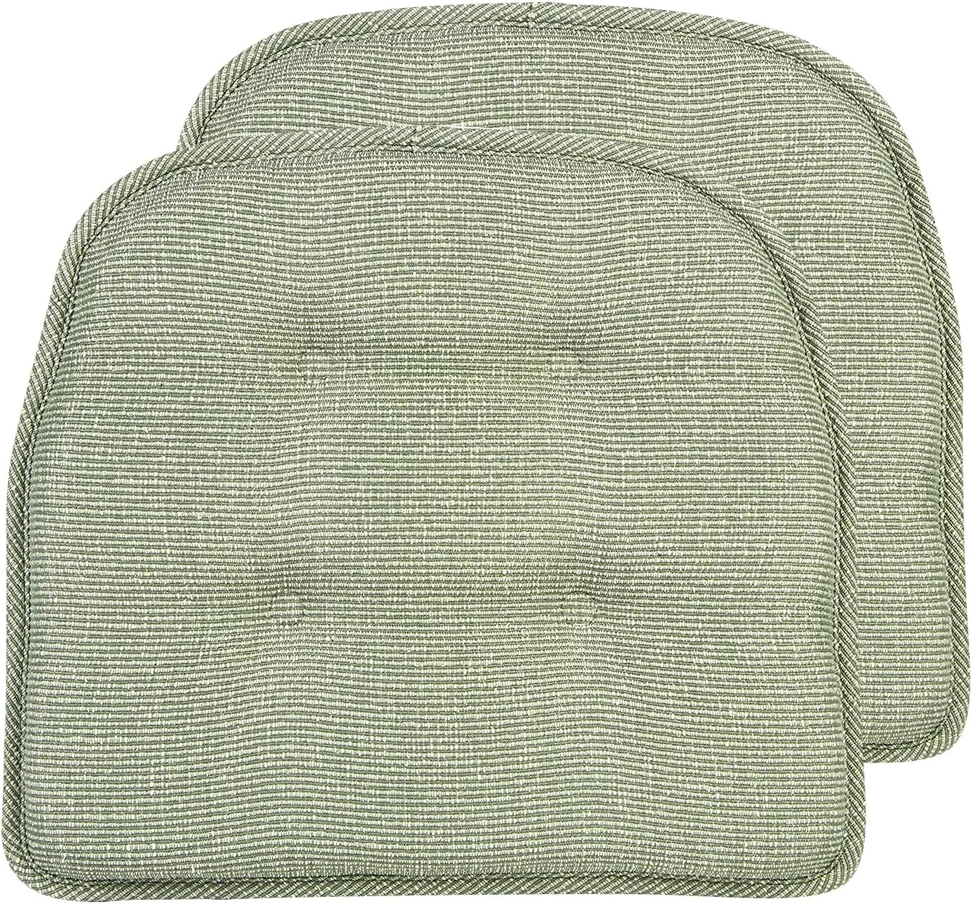 The Gripper Non-Slip 15" x 16" Saturn Tufted Kitchen or Dining Chair Cushions, Set of 2