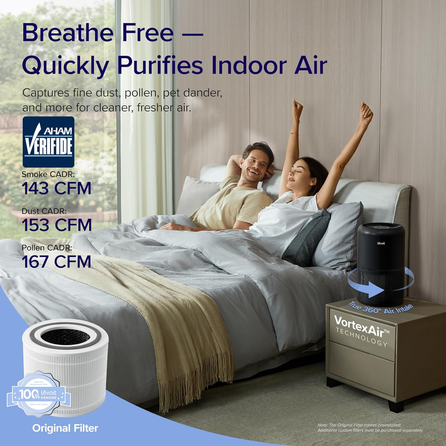 Black HEPA Ionic Odor Absorbing Air Purifier