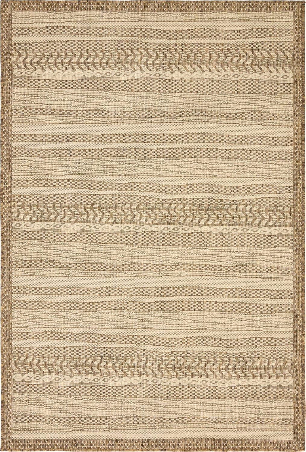 Modern Reversible Brown Stripe Synthetic Outdoor Rug 4' x 6'