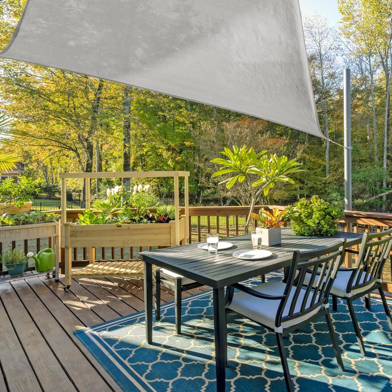 Coolaroo Premium Outdoor Sun Shade Sail with Hardware Kit 95% UV Block Protection for Backyard, Garden, Patio, 16'5" Triangle, Stone