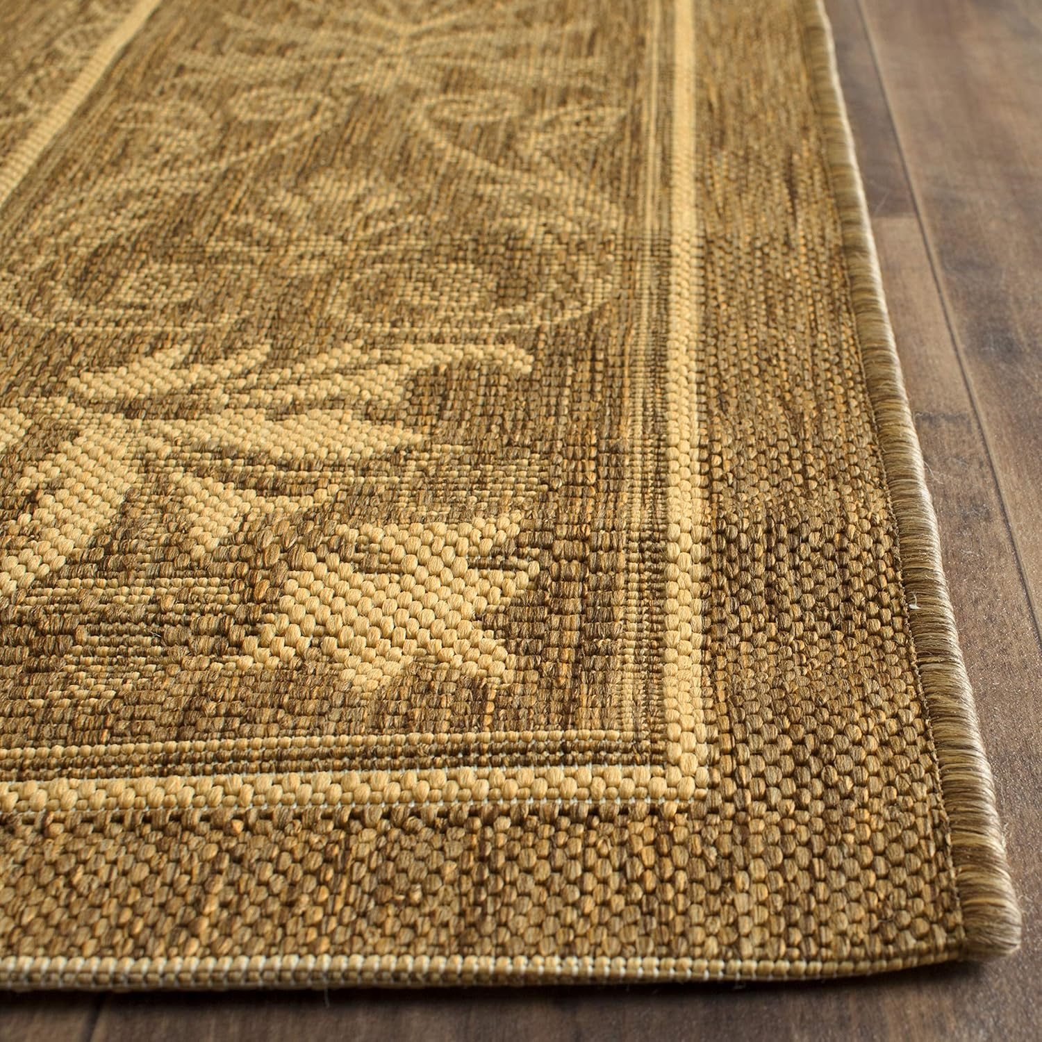 SAFAVIEH Courtyard Derek Geometric Indoor/Outdoor Area Rug, 2' x 3'7", Brown/Natural